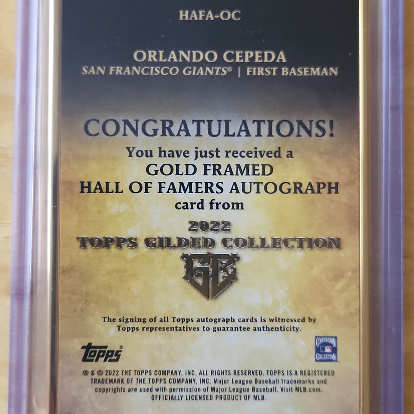 2022 Topps Guilded Collection Orlando Cepeda Golden Framed AUTO # HAFA-OC San Francisco Giants