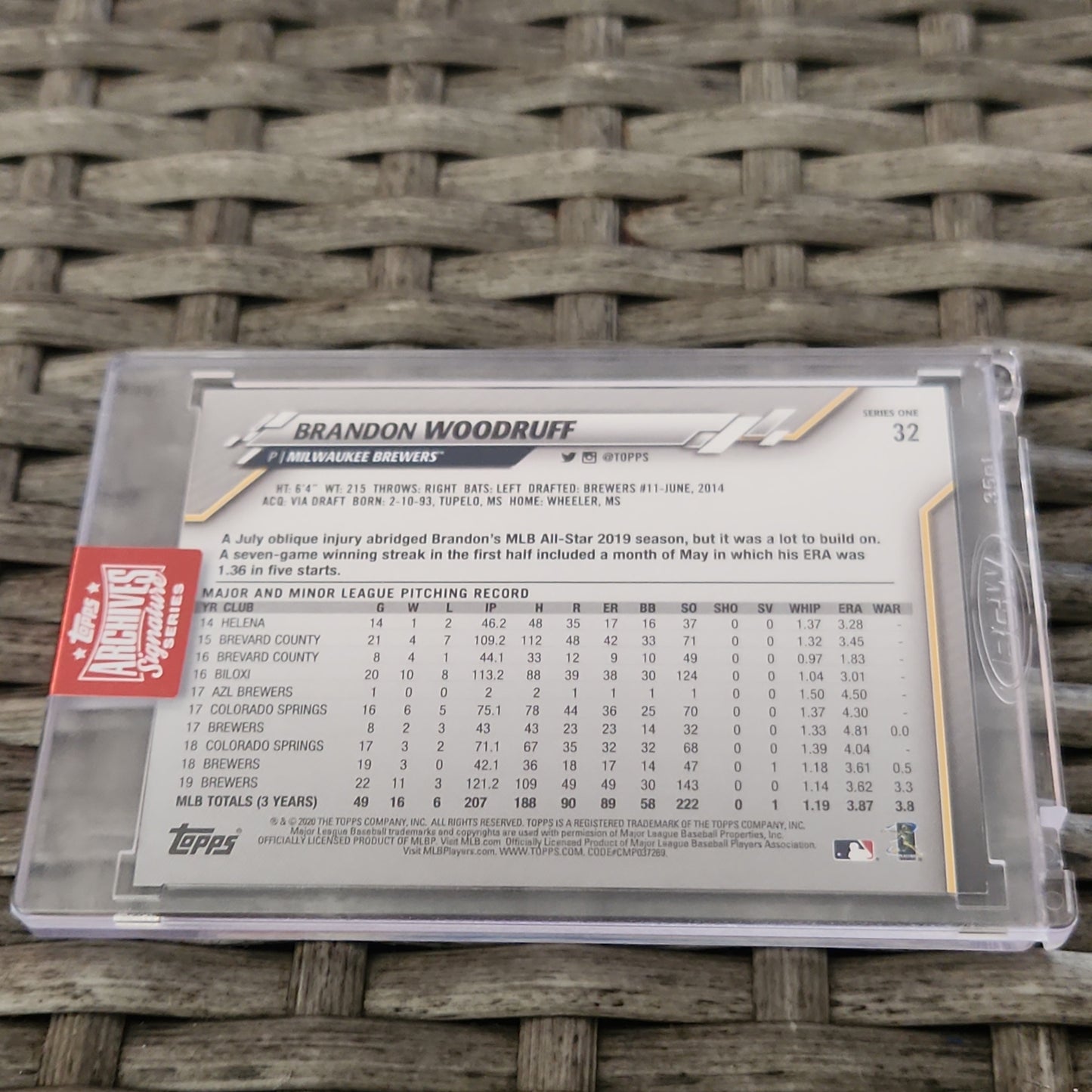 Topps Archive Signature Series 1 1st Bowman Brandon Woodruff Auto 19/79 #32