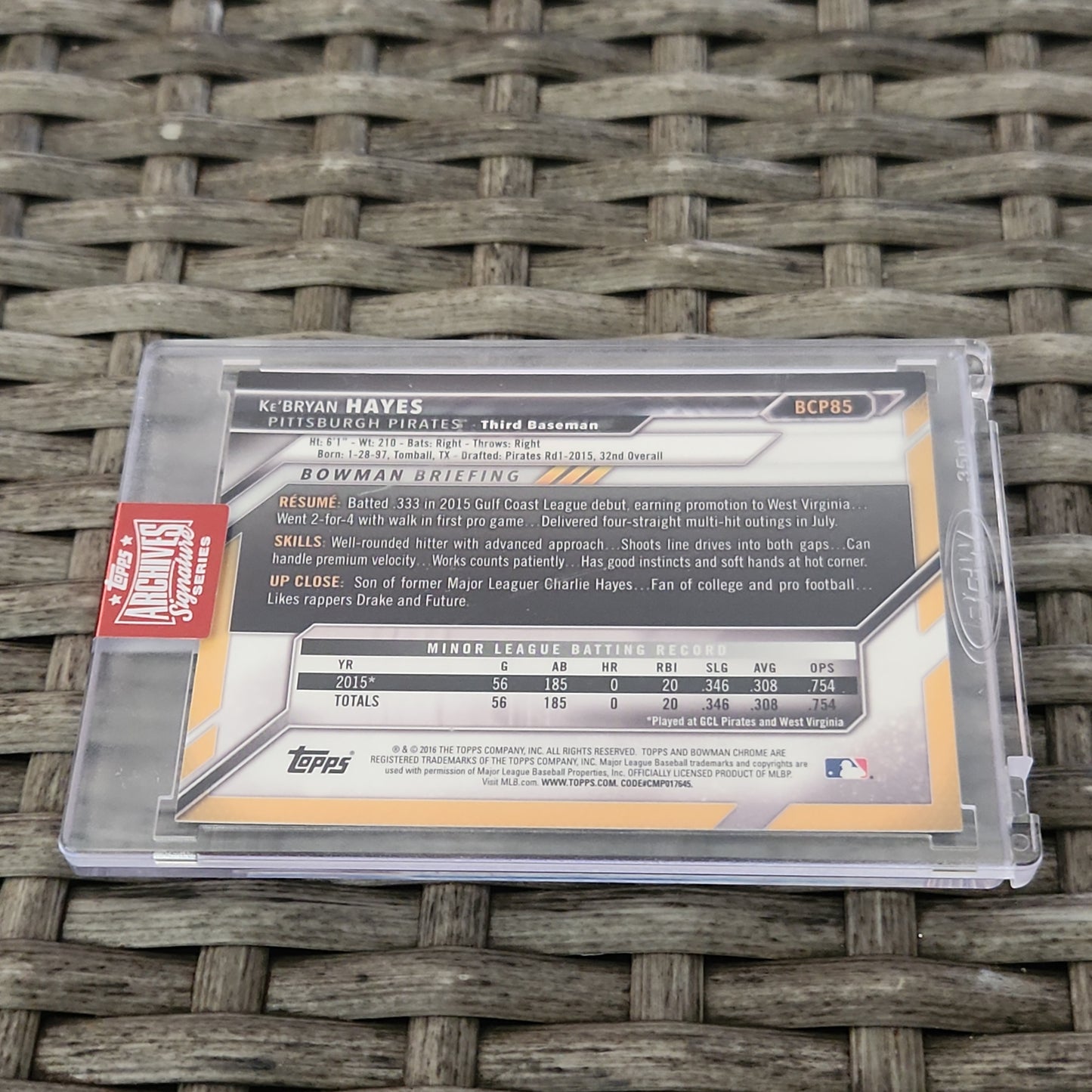 Topps Chrome Archive Signature Series 1 1st Bowman Ke'Bryan Hayes Auto 02/12 #BCP85