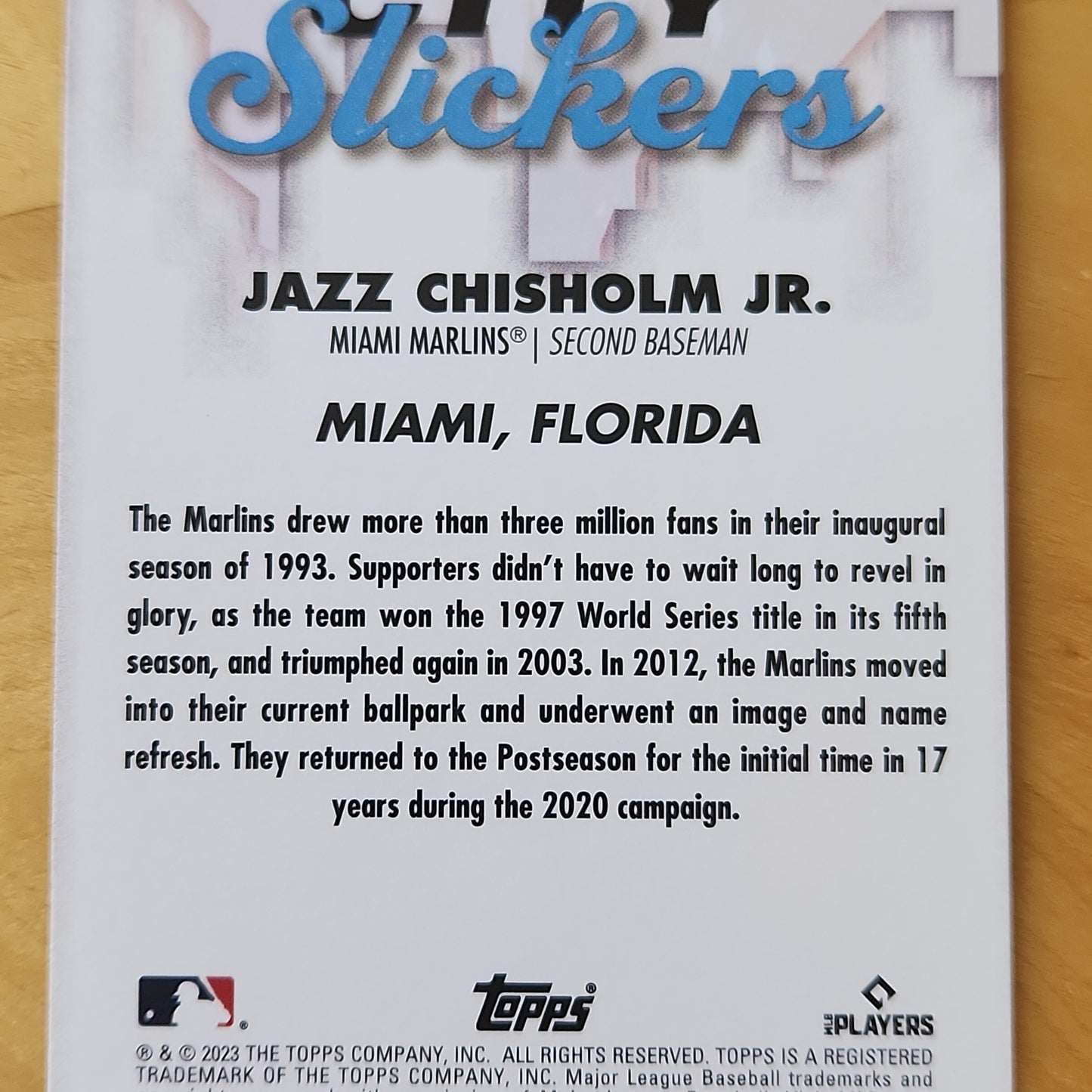 2023 Topps Big League Jazz Chisholm City Slickers insert #CS-15 Miami Marlins
