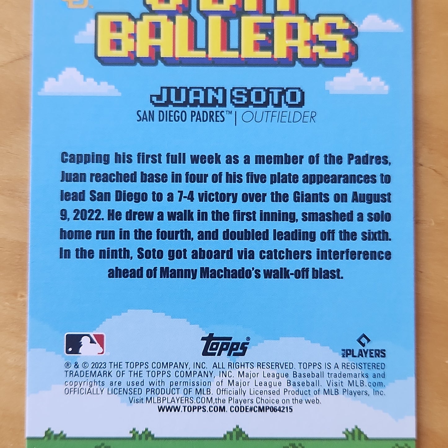 2023 Topps Big League Juan Soto 8 Bit Ballers insert #8B-5 San Diego Padres