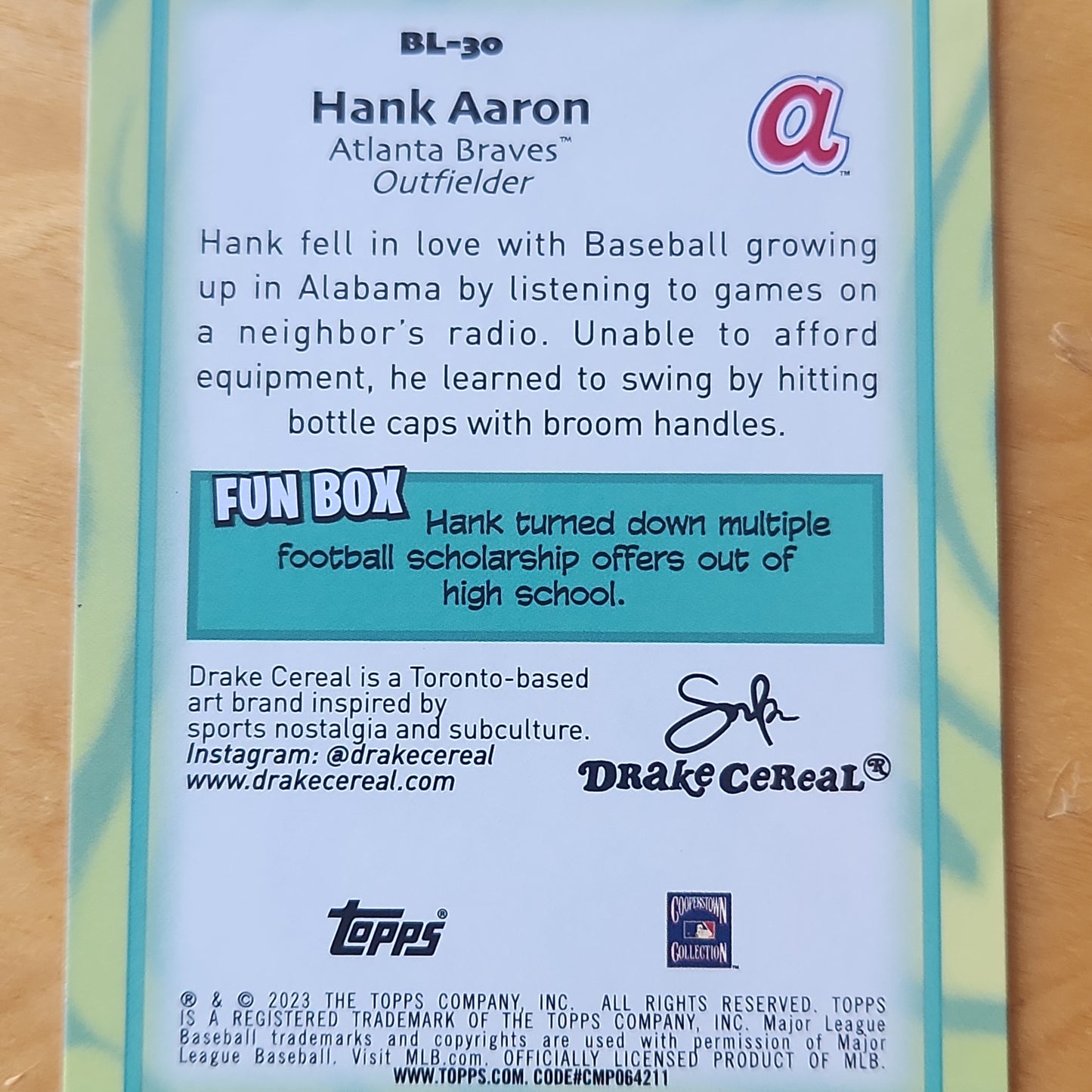 2023 Topps Big League Hank Aaron Big Leuguers insert #BL-30 Atlanta Braves