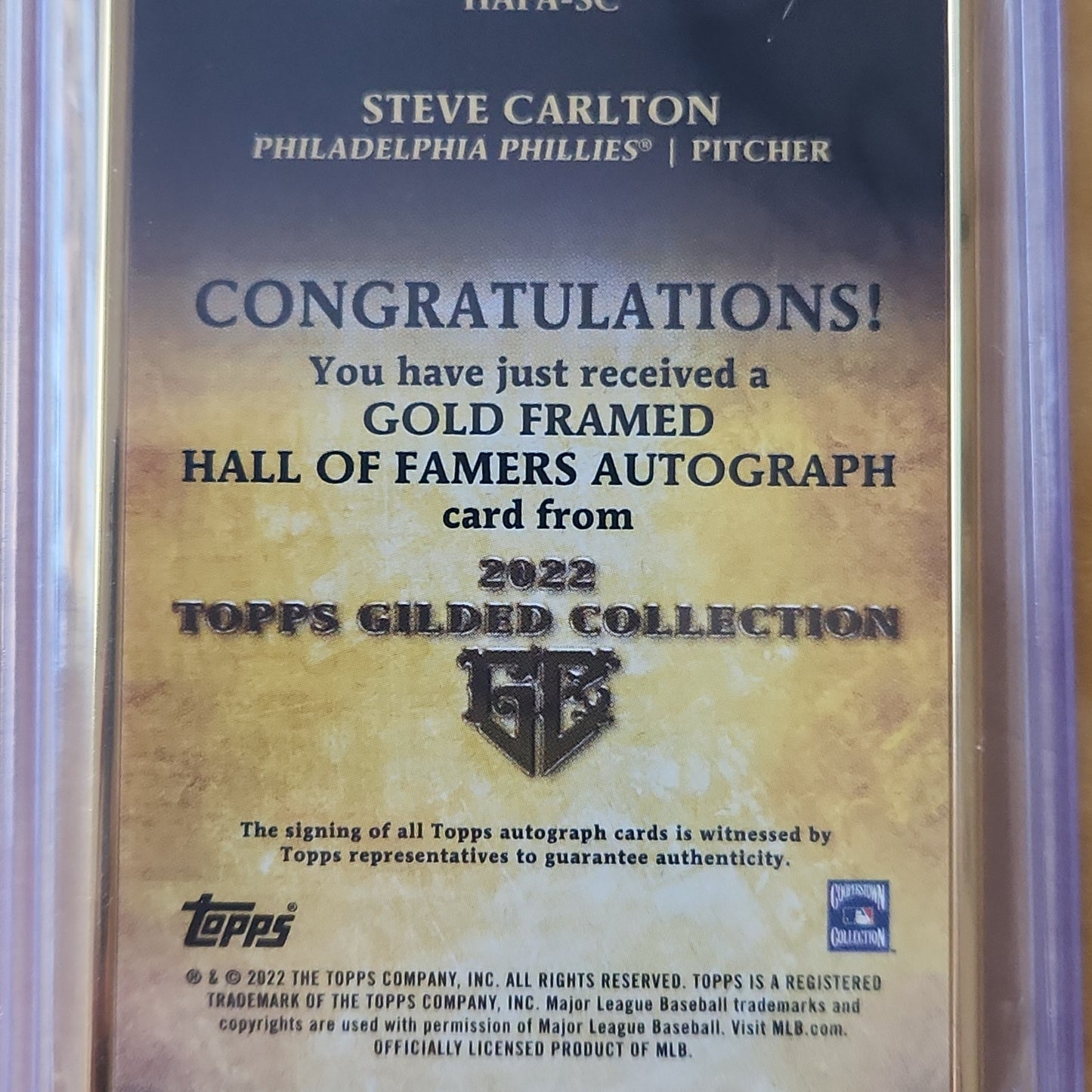 2022 Topps Guilded Collection Steve Carlton Golden Framed AUTOGRAPH Red Parellel 3/5 # HAFA-SC Philadelphia Phillies