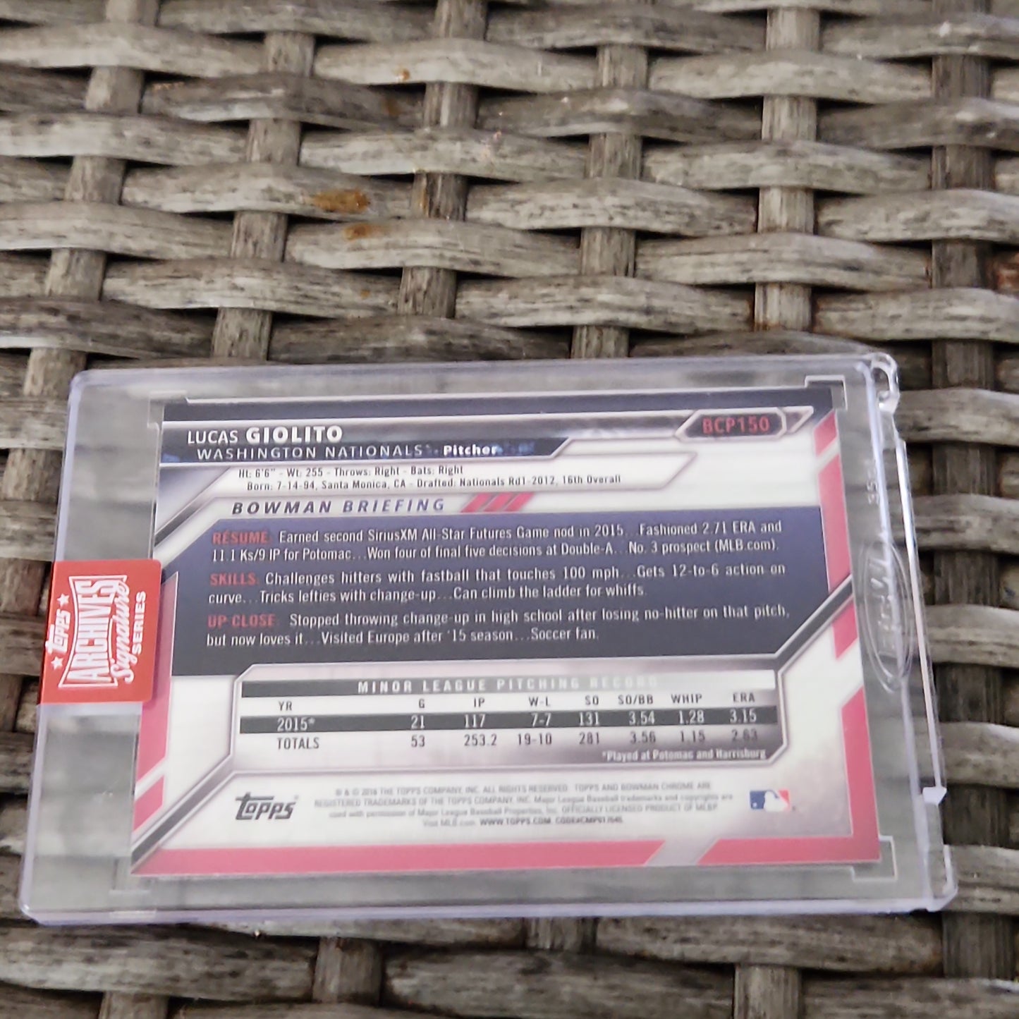 Topps B Chrome Archives Signature Lucas Giolito Auto 04/24 #BCP150