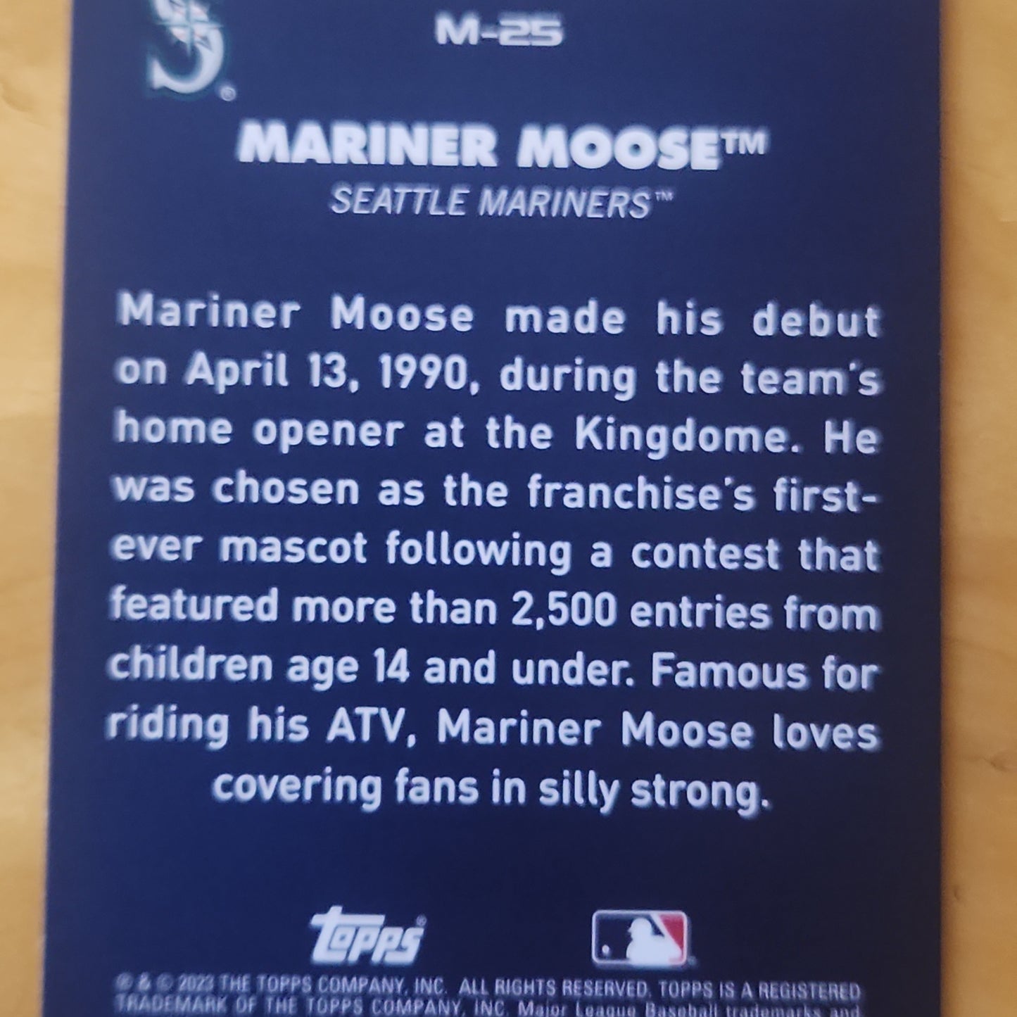 2023 Topps Big League Mascot Mariner Moose insert #M-25 Seattle Mariners