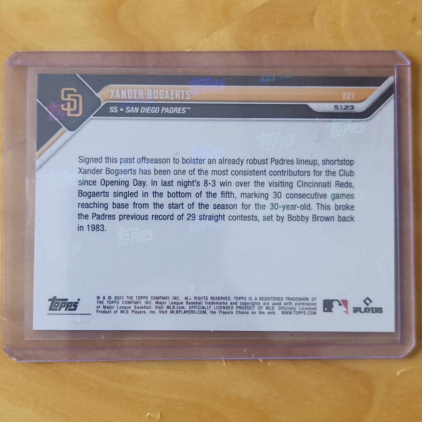 2023 Topps Now Xander Bogaerts Blue 28/49 #221 San Diego Padres