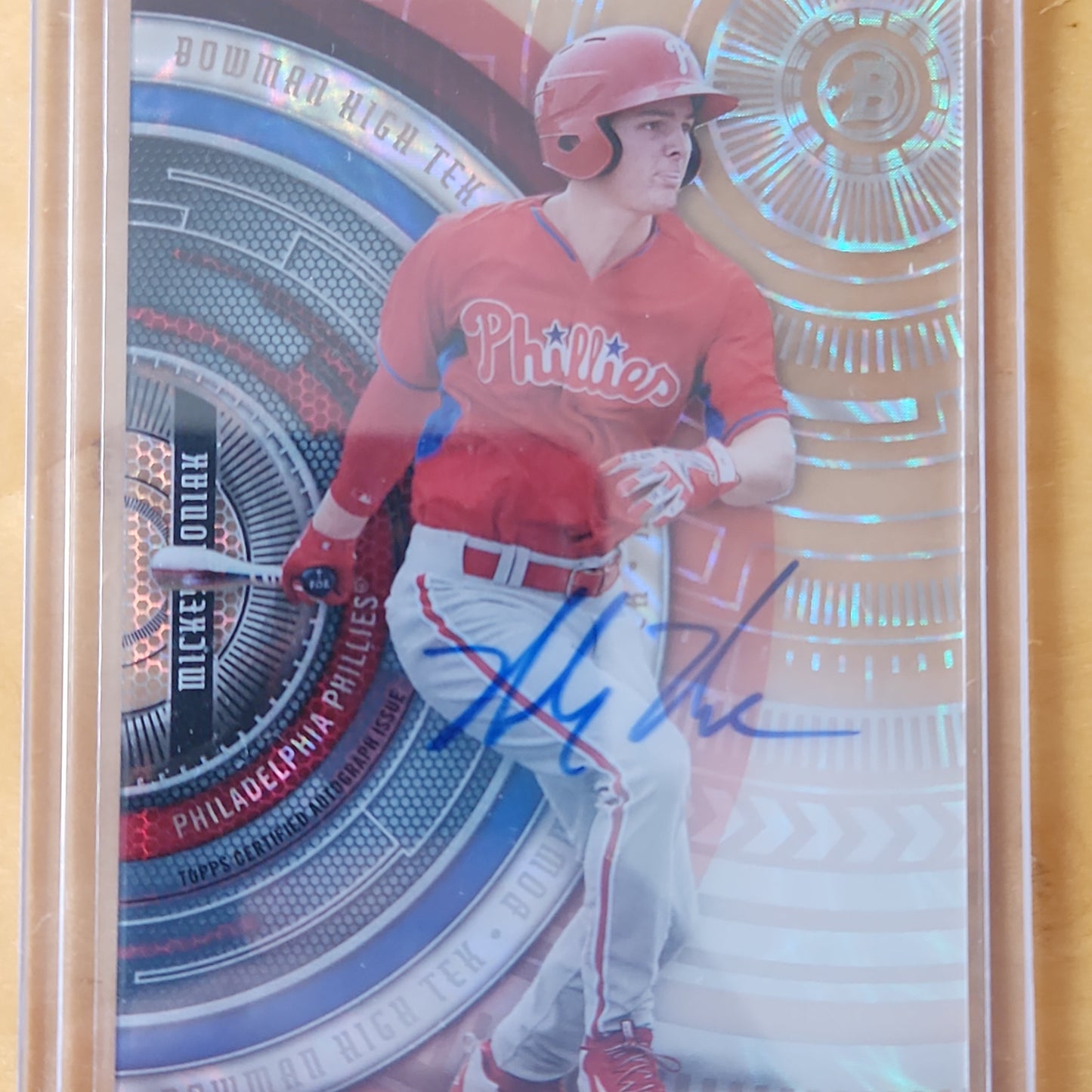 2017 Topps Bowman Mickey Moniak AUTO High Tek insert #BHT-MM Philadelphia Phillies