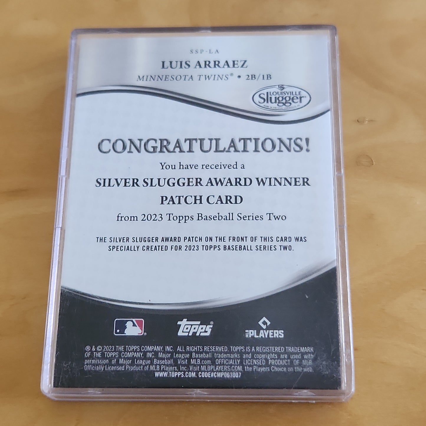Topps 2022 Silver Slugger Award Winner Luis Arraez 2/75 Relic #SSP-LA