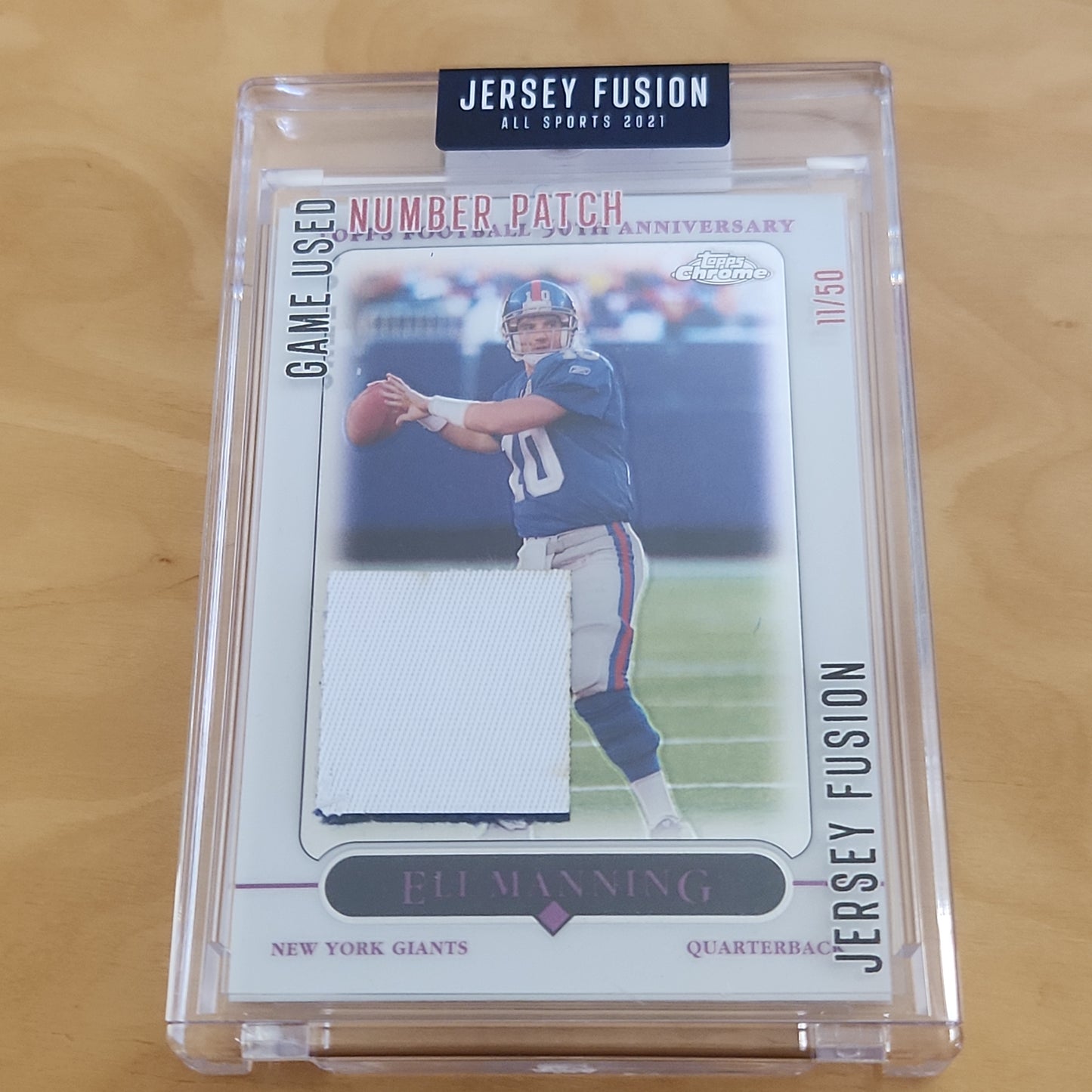 Sports Cards Jersey Fusion Topps Chrome Purple Eli Manning 11/50 #JF-EM04