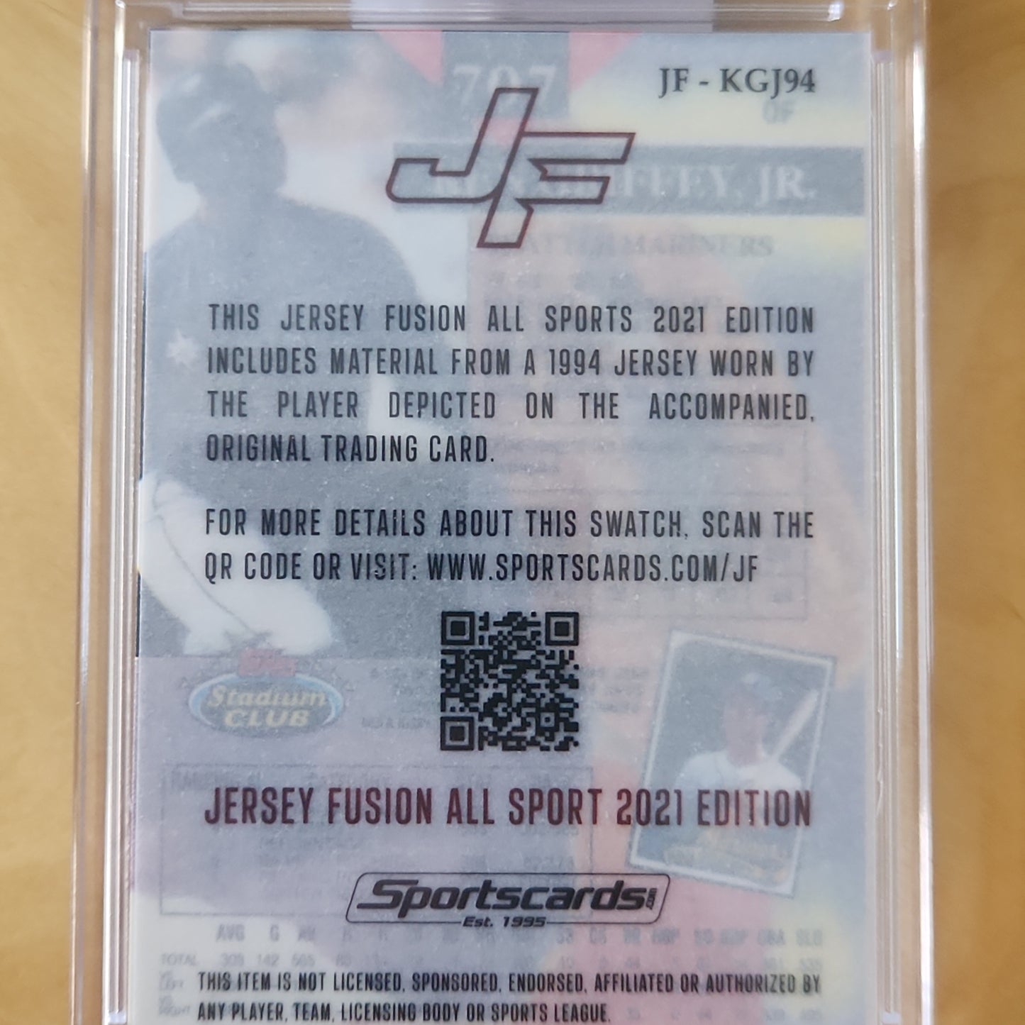 Sports Cards Jersey Fusion All Sports 2021 Topps Staduim Club Ken Griffey Jr. Game Used Patch #JF-KGJ94