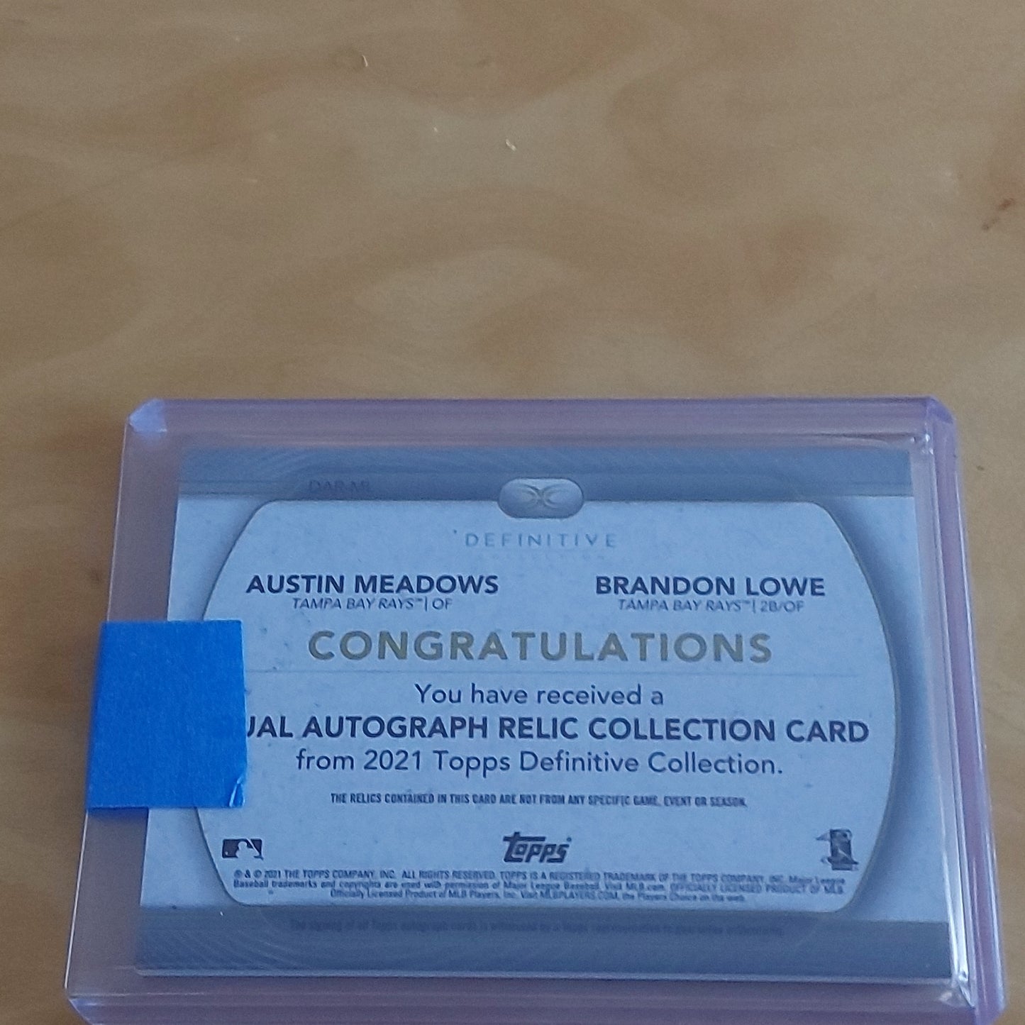 Topps Definitive Collection Duel Auto Austin Meadows & Brandon Lowe Auto 32/35 #DAR-ML