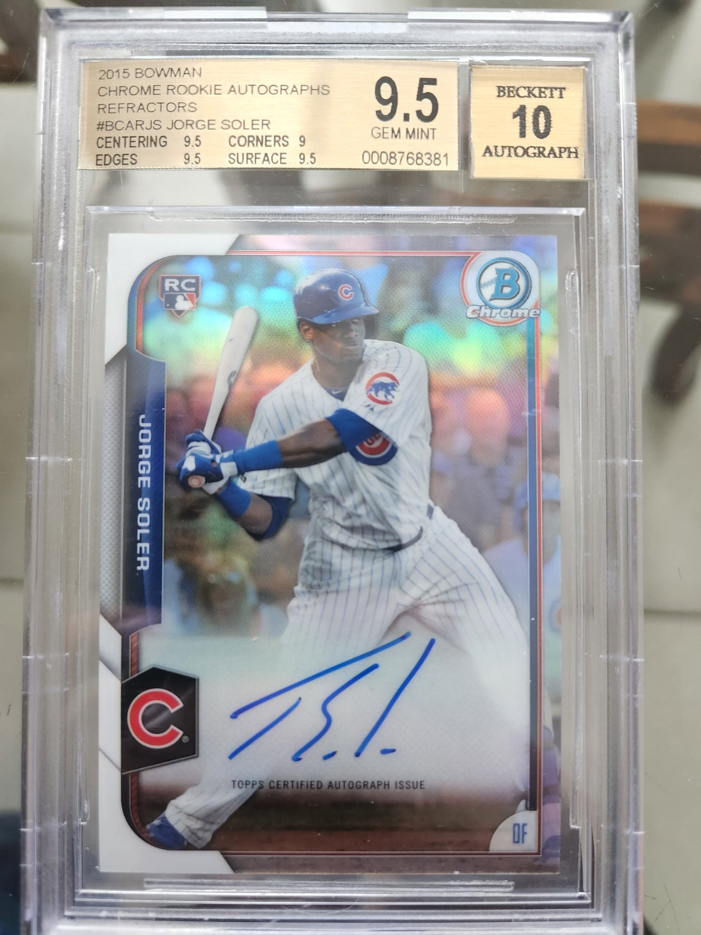 2012 Bowman Chrome Prospects Auto Jorge Soler RC #BCAR-JS BGS 9.5 GEM MINT Auto