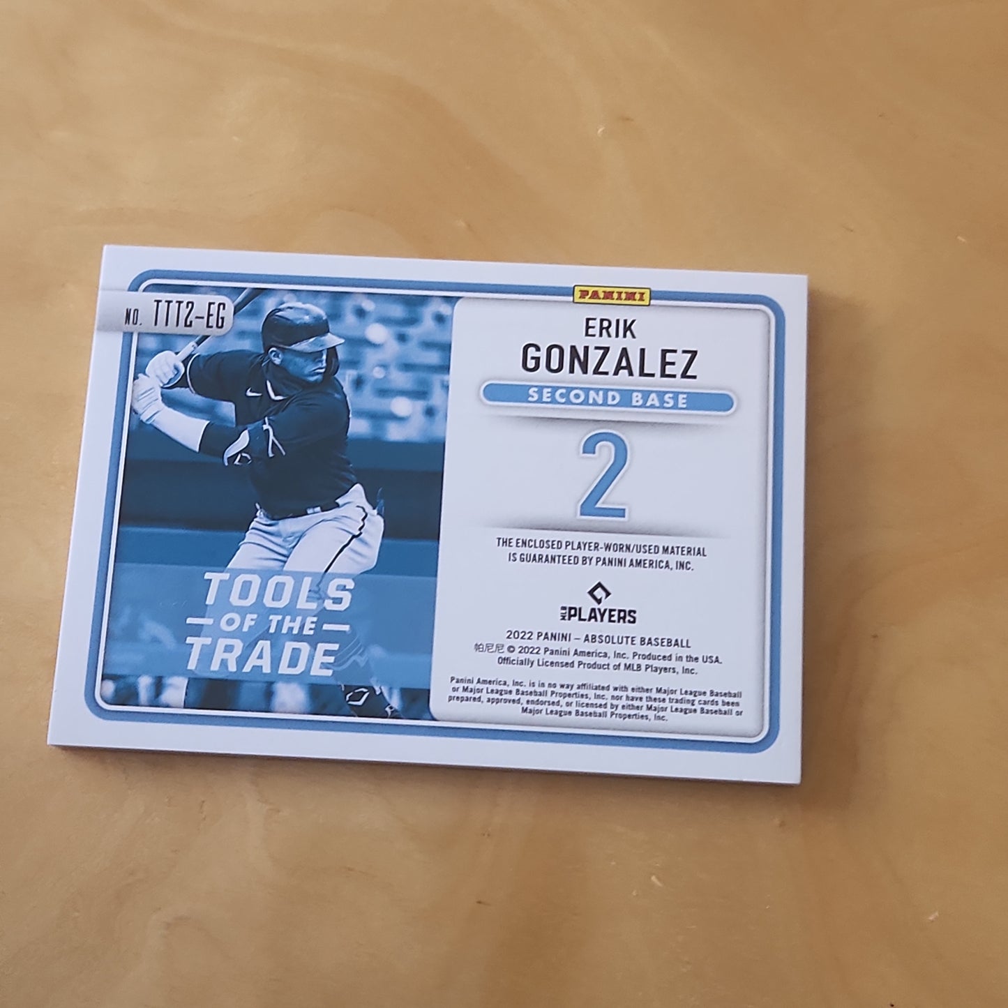Panini Absolution Baseball 2 Base Tools Of The Trade Erick Ginzalez Relic 056/199 #TTT2-EG