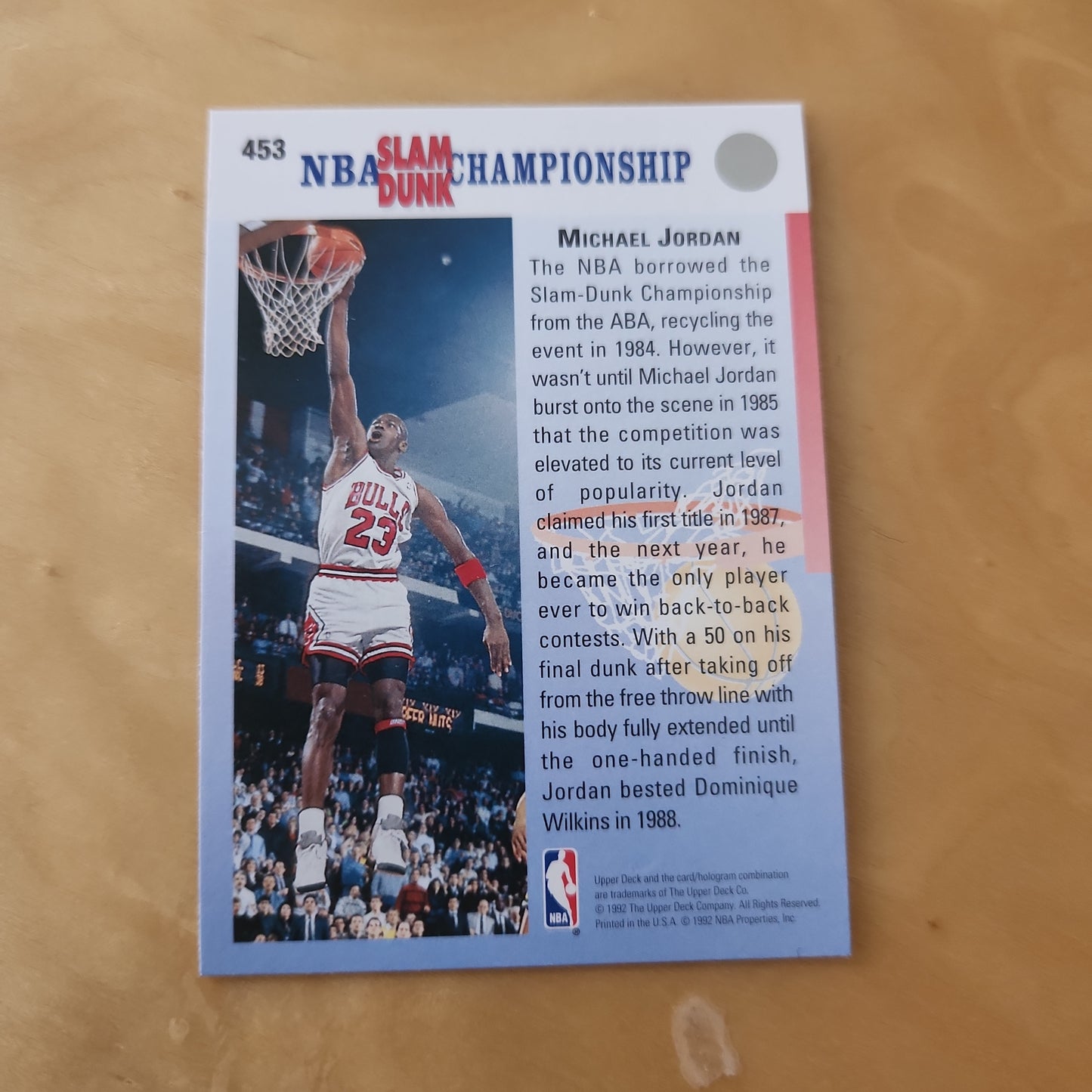 Upper Deck In Your Face 1987-1988 Two Time Champion Michel Jordan #453