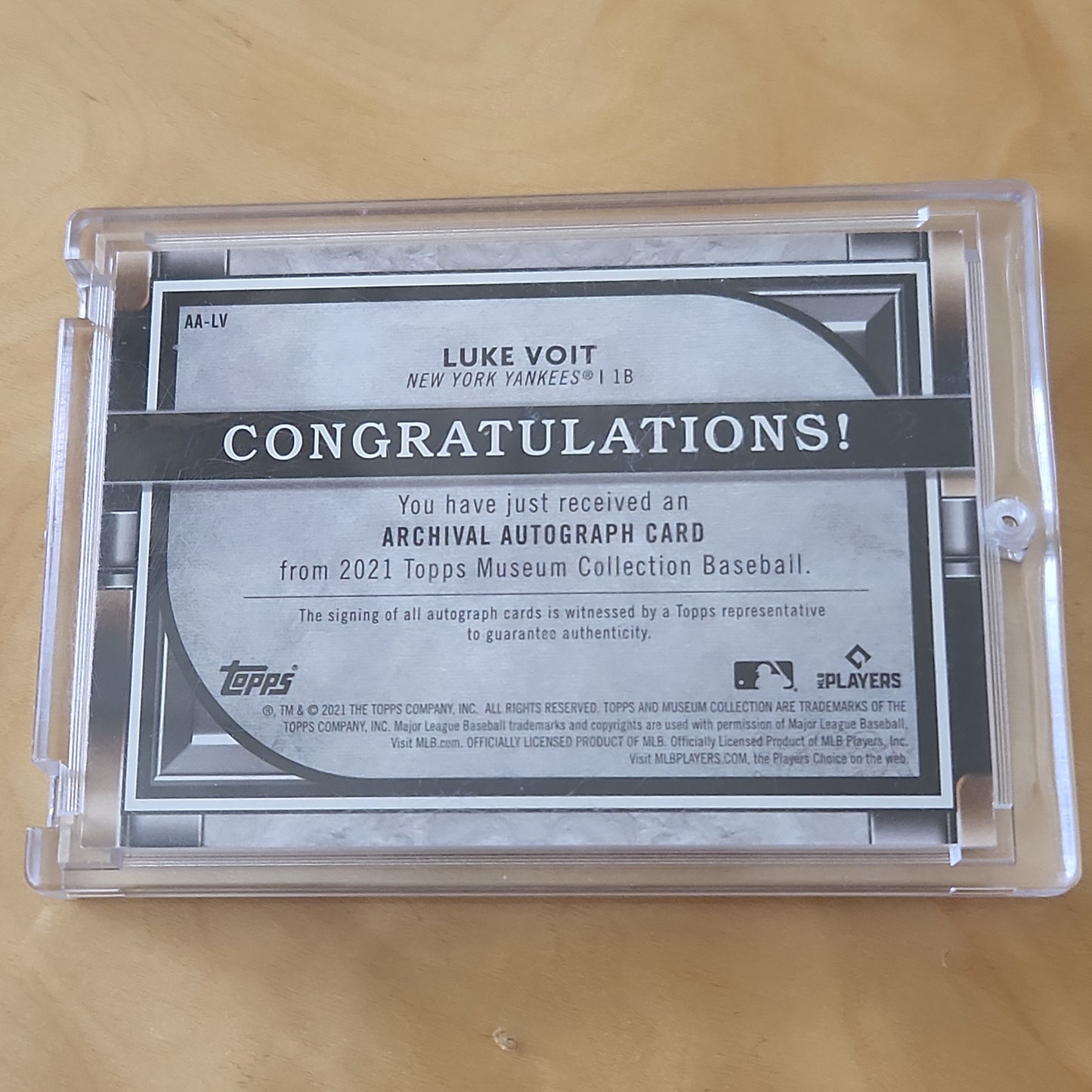 Topps Archival Autographs Luke Voit hand written auto 025/300 #AA-LV