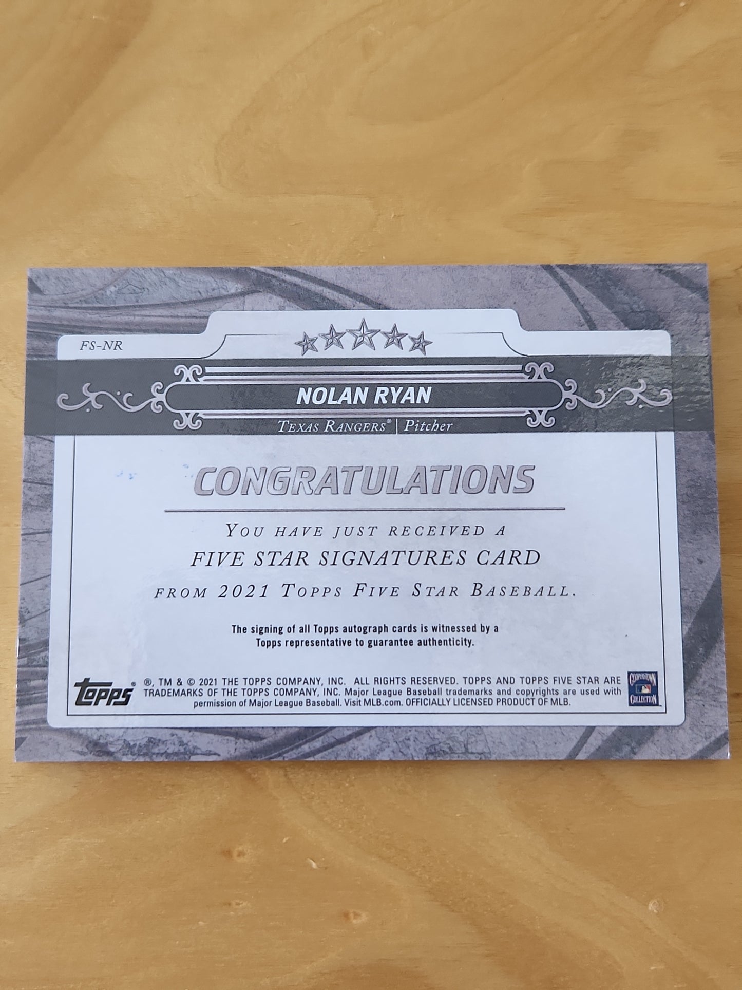 Nolan Ryan 2021 Topps Fivr Star Signatures auto autograph "Ryan Express" 20 SSP 17/20 #FS-NR