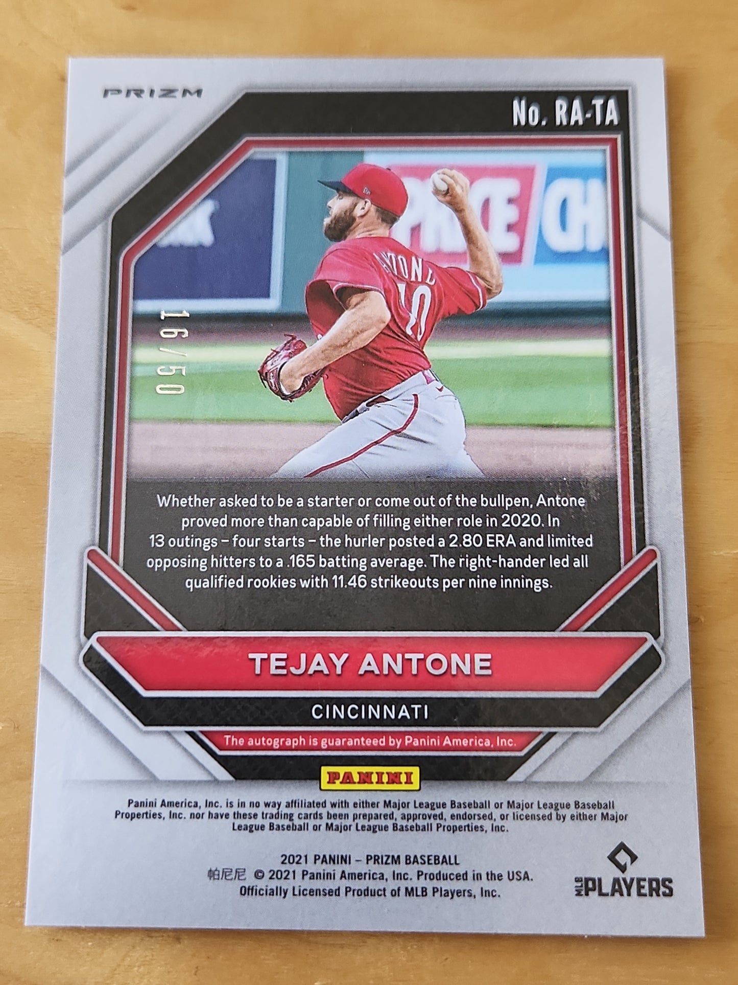 2021 Panini Prizm  Tejay Antone AUTO rookie autographs Cosmic Haze 16/50 #RA-TA