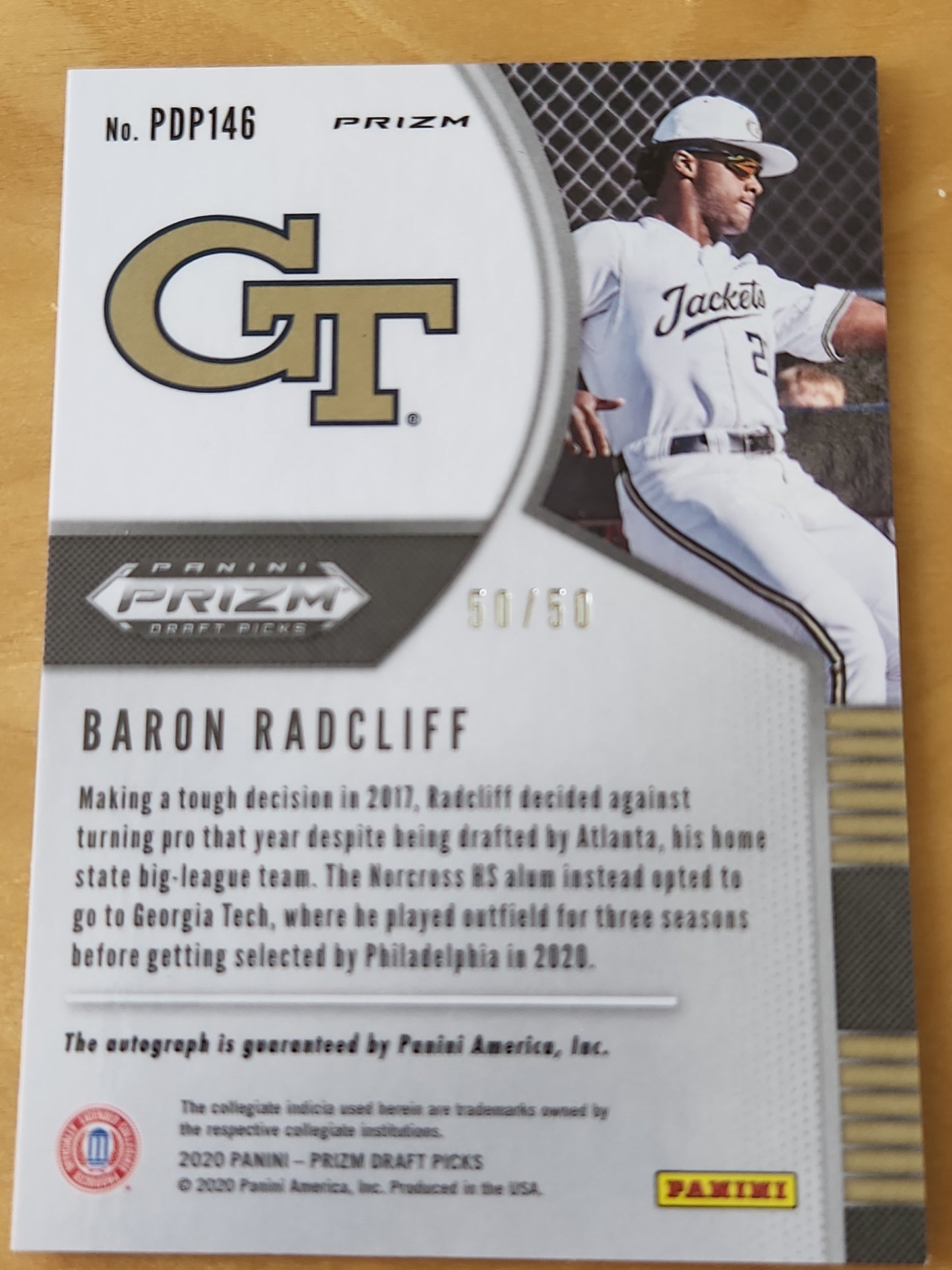 2020 Panini Prizm Draft Picks Baron Radcliff AUTO Red Prizm 50/50 #PDP146