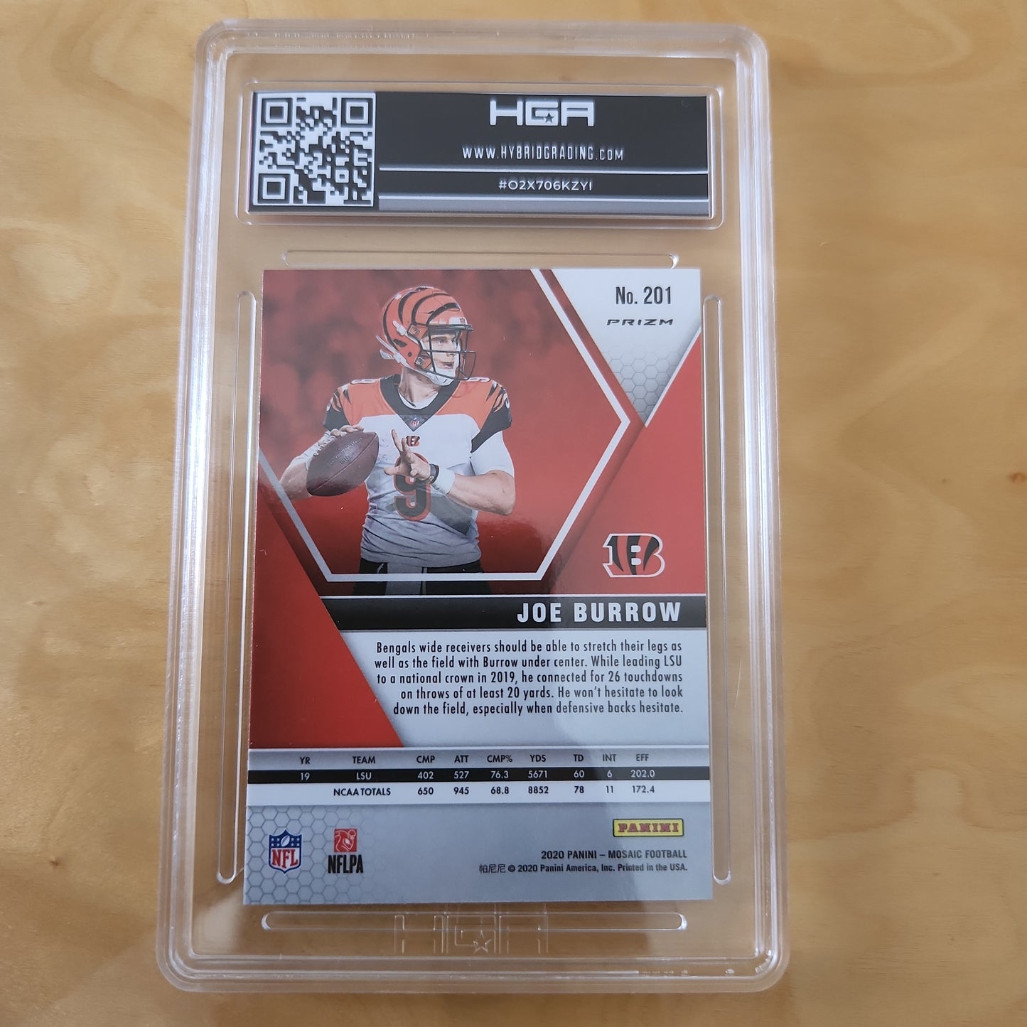 Panini Prizm Mosaic Pink Parallel Refractor RC Joe Burrow HGA Grade 9.0 #201