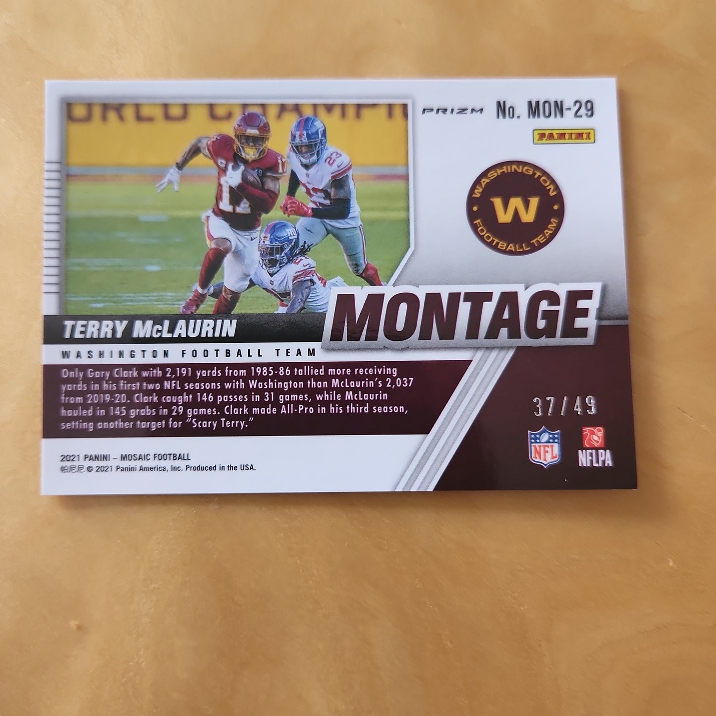Panini Mosaic Montage Pink Prizm Parallel Terry McLaurin #MON-29