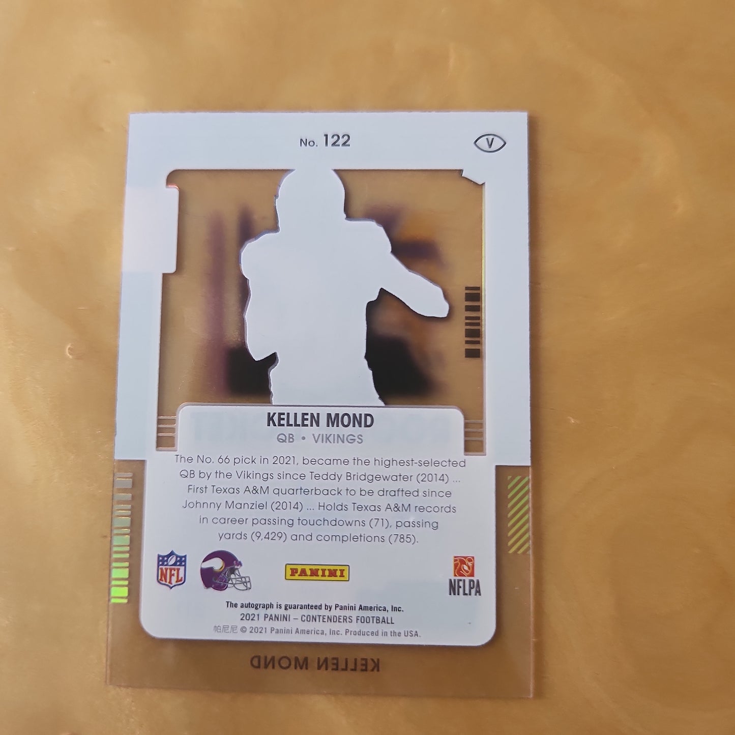 Panini Contenders 2021 Football Rookie Ticket Clear Shot RC Kellen Mond Auto #122