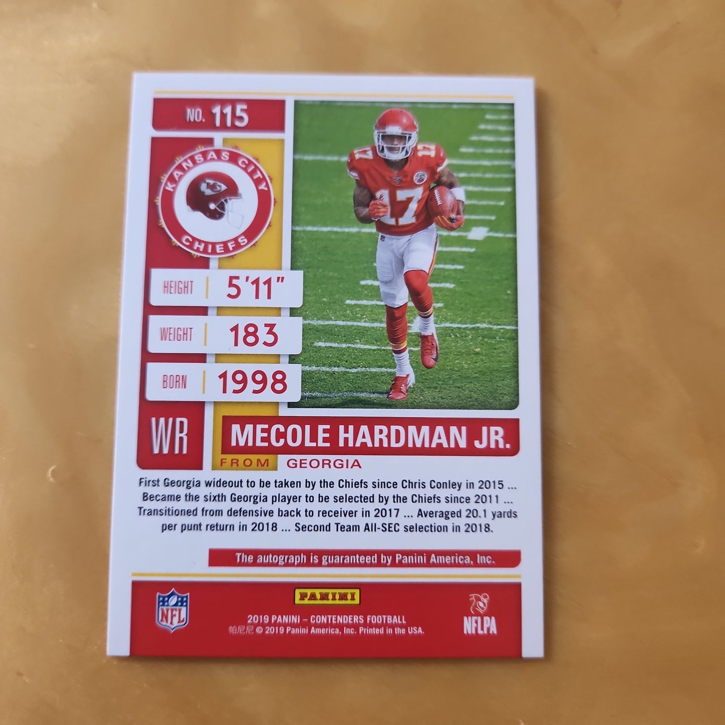 Panini Contenders 2019 Football Rookie Ticket RC Mecole Hardman JR. Auto #115