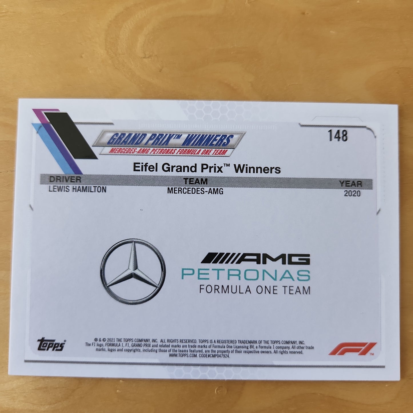 2021 Topps F1 Grand Prix Winner-Eifel Lewis Hamilton Checker Flag #148
