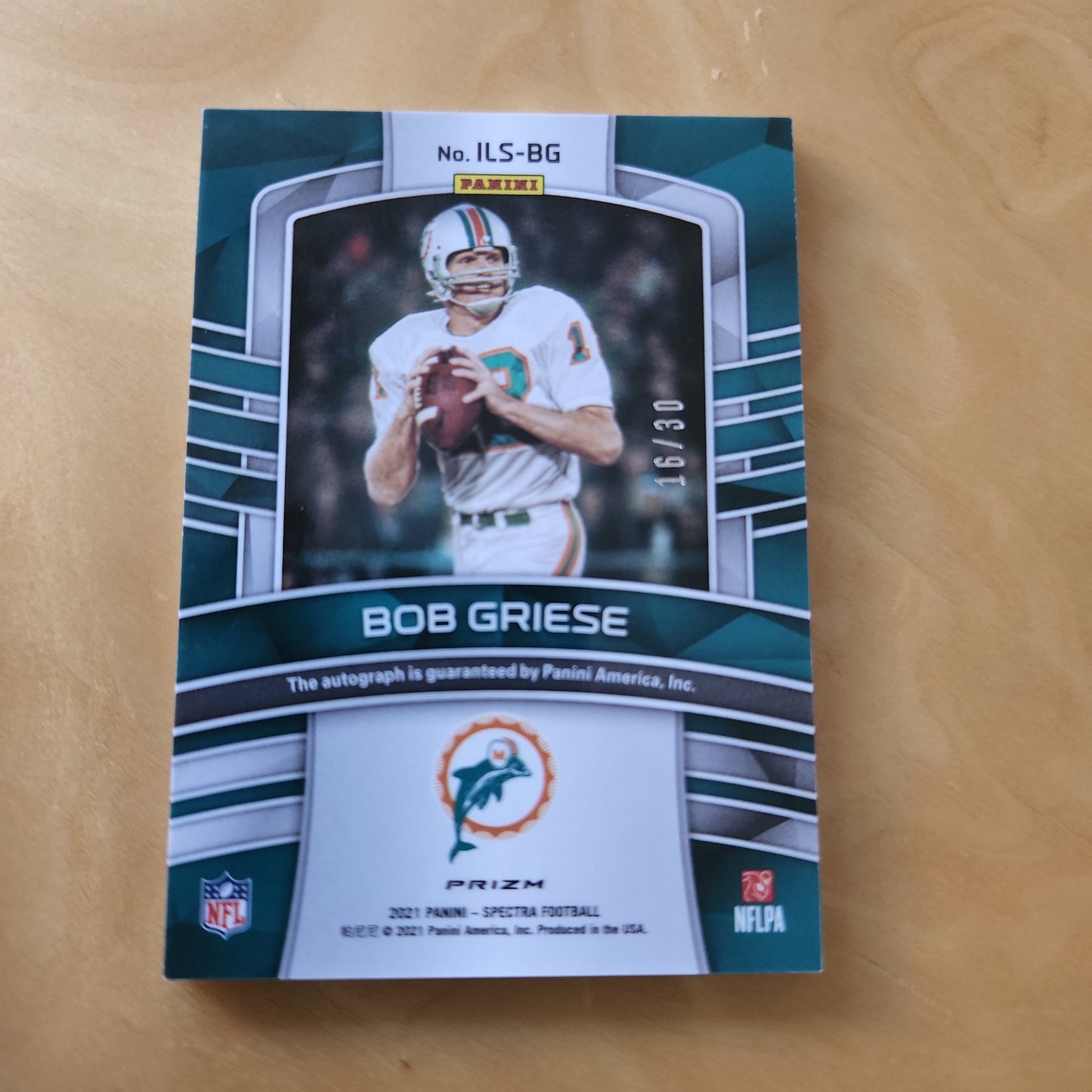 Panini Spectrum Illustrious Legends Bob Griese Auto 16/30 #ILS-BG