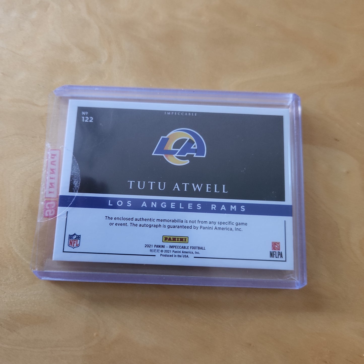 Panini Impeccable Tutu Atwell RC Jersey Patch Hand Written Auto 23/35 #122