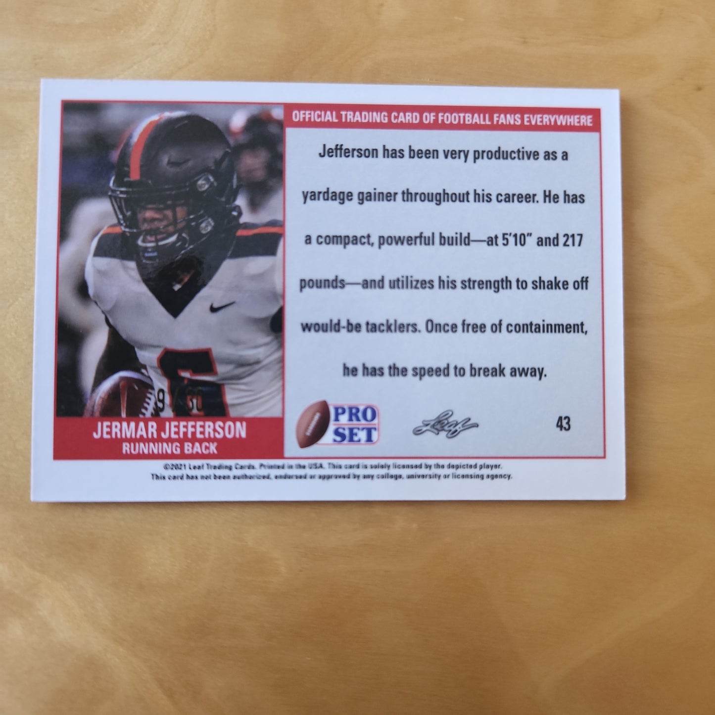 Leaf RC Pro Set Prospect Cracked Ice Jemar Jefferson 9/30 #43