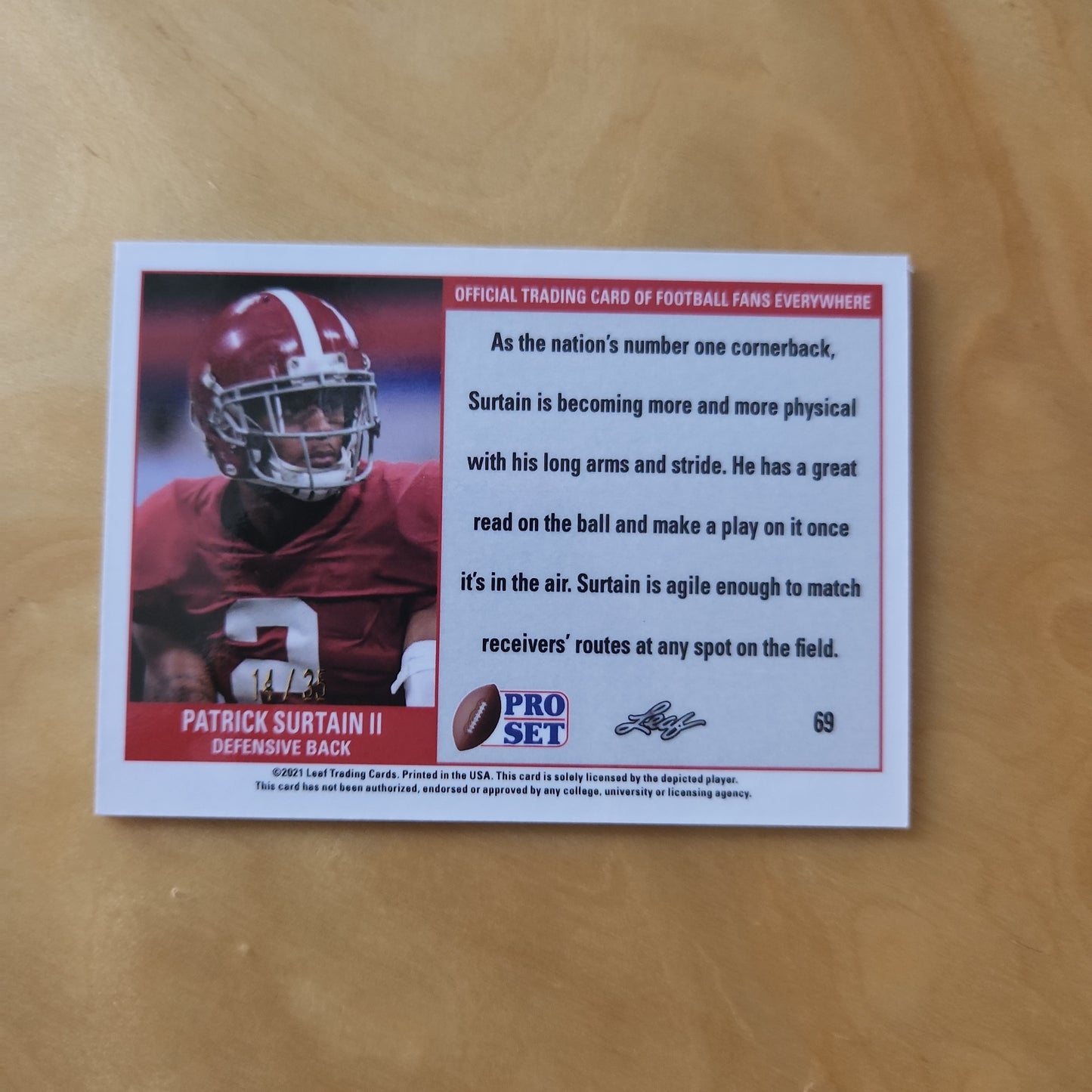 Leaf RC Pro Set Prospect Cracked Ice Patrick Surtain II 14/35 #69