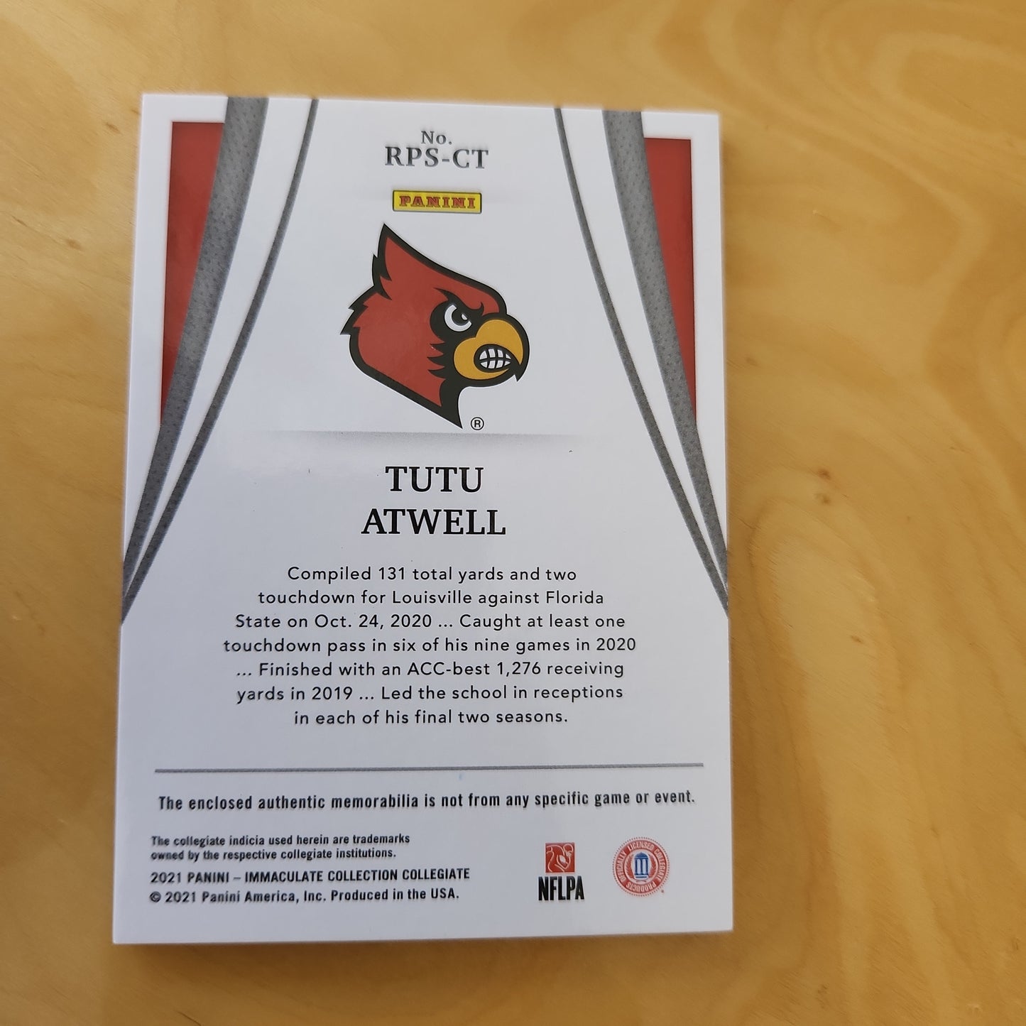 Panini Immulate Collection TuTu Atwell Patch RC 04/21 #RPS-CT