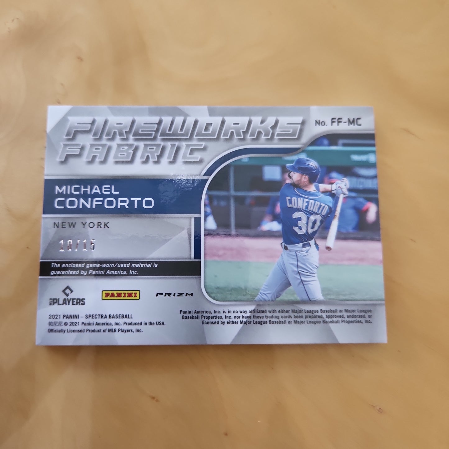 Panini Spectrr Firework Fabric Michel Conforto Patch 10/15 #FF-MC