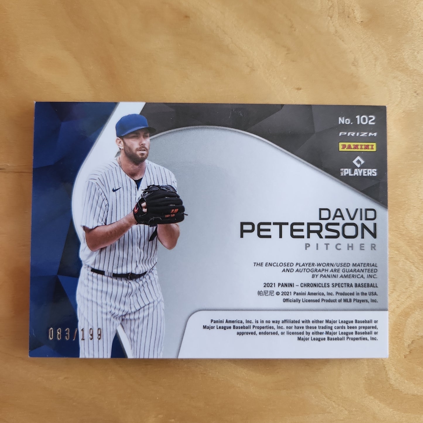Panini Prizm Spector David Peterson Patch Auto Rookie 083/199 #102