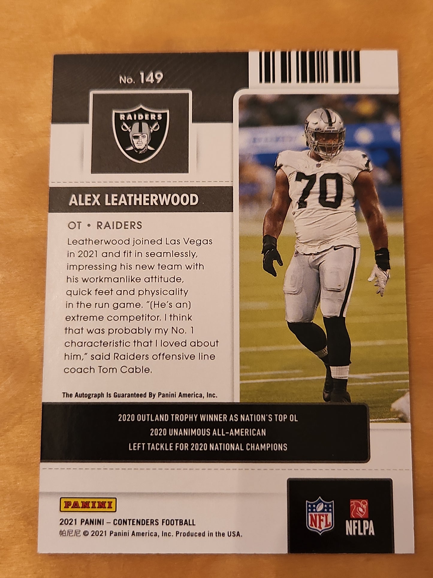 2021 Panini Contemder Football Rookie Ticket  Alex Leatherwood AUTO RC #149