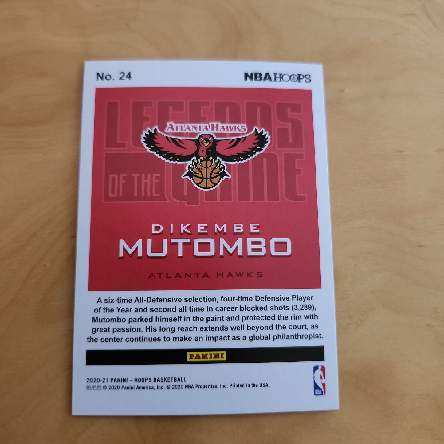 Panini NBA HoopsLegends Of The Game Holo Dikembe Mutombo 142/198 #24