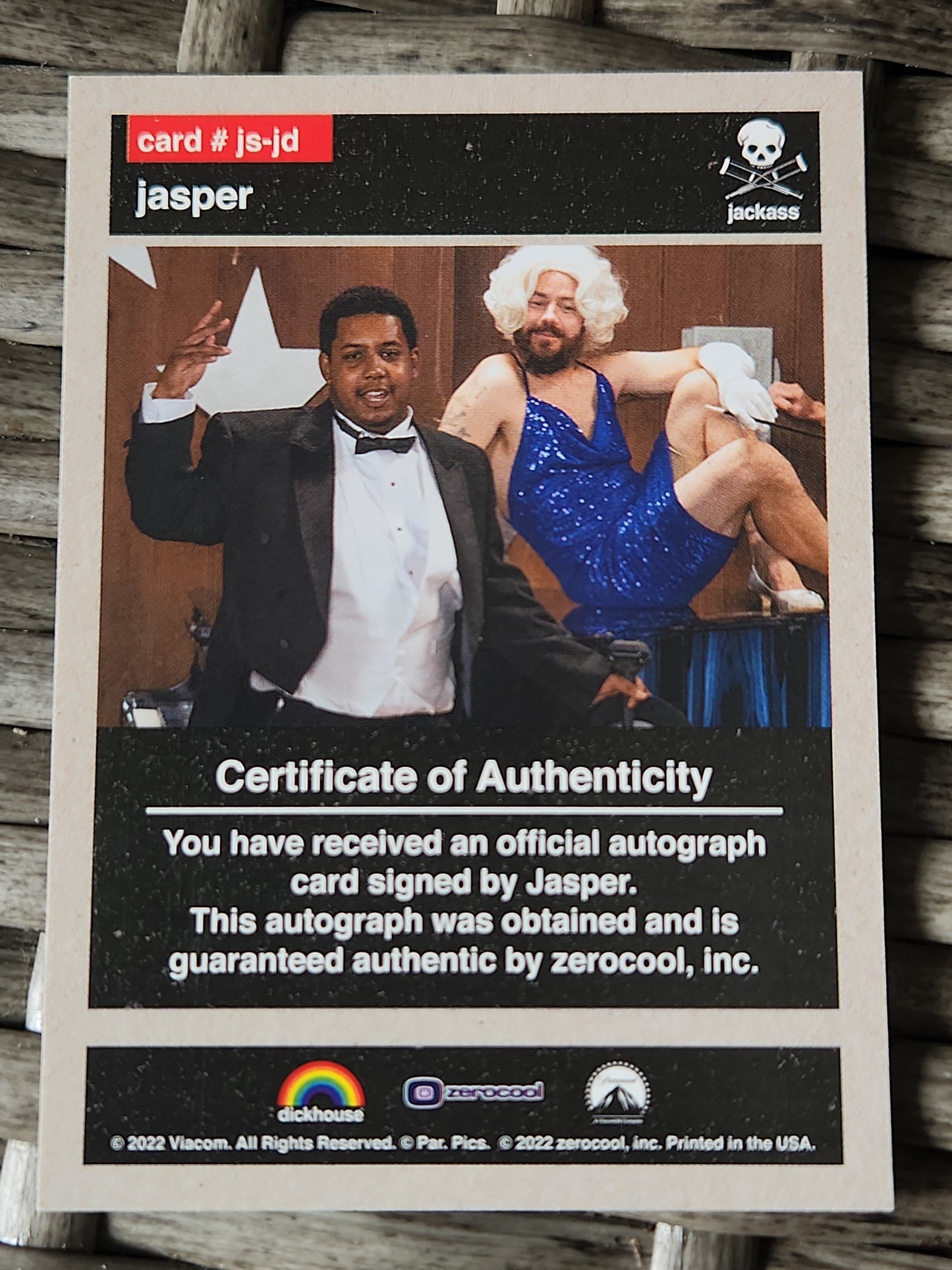 2022 Zerocool Jackass Autographs rookie Jasper AUTO #js-jd Holo 49/100