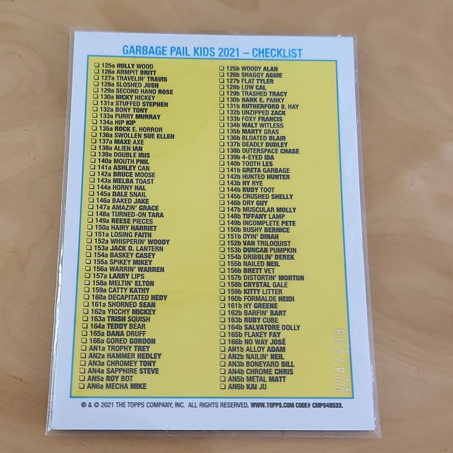 Topps Garbage Pail Kids Green Wave Outerspace Chase 224/299 #138b