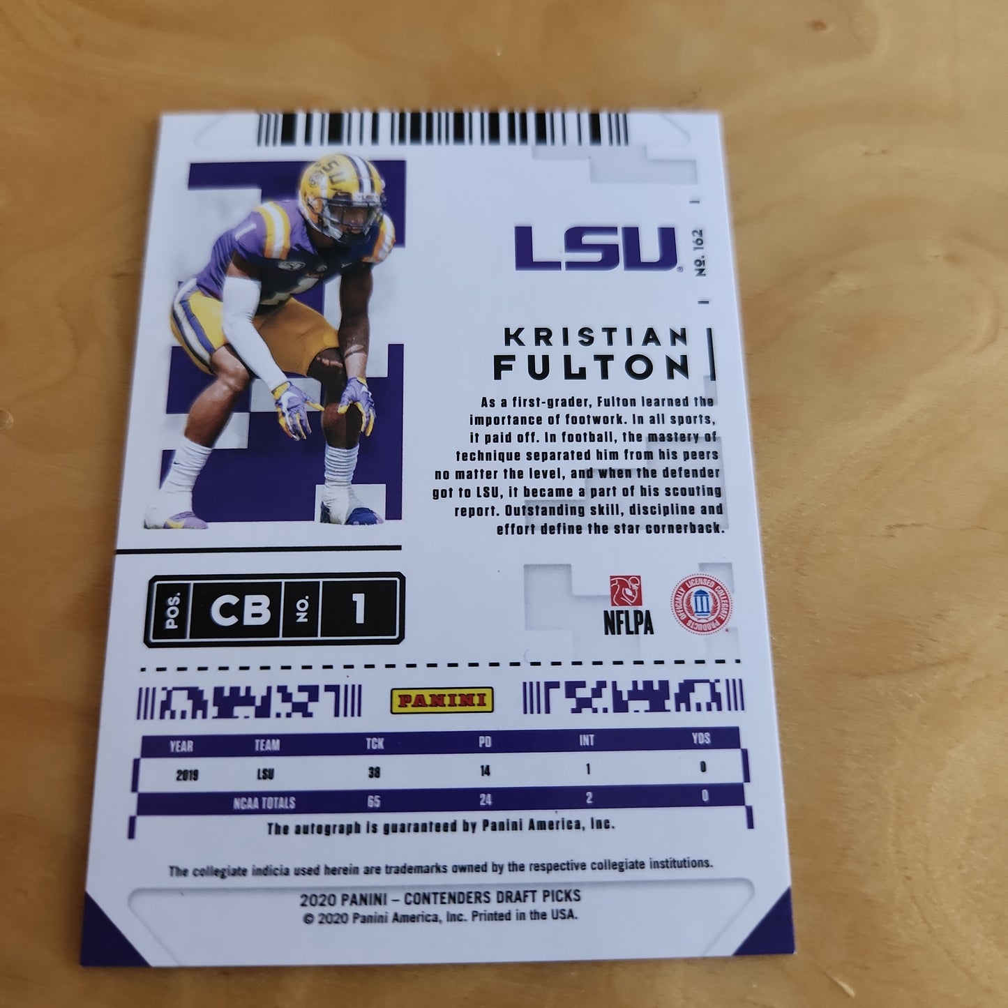 Panini Contenders College Ticket Kristian Fulton RC Auto #162