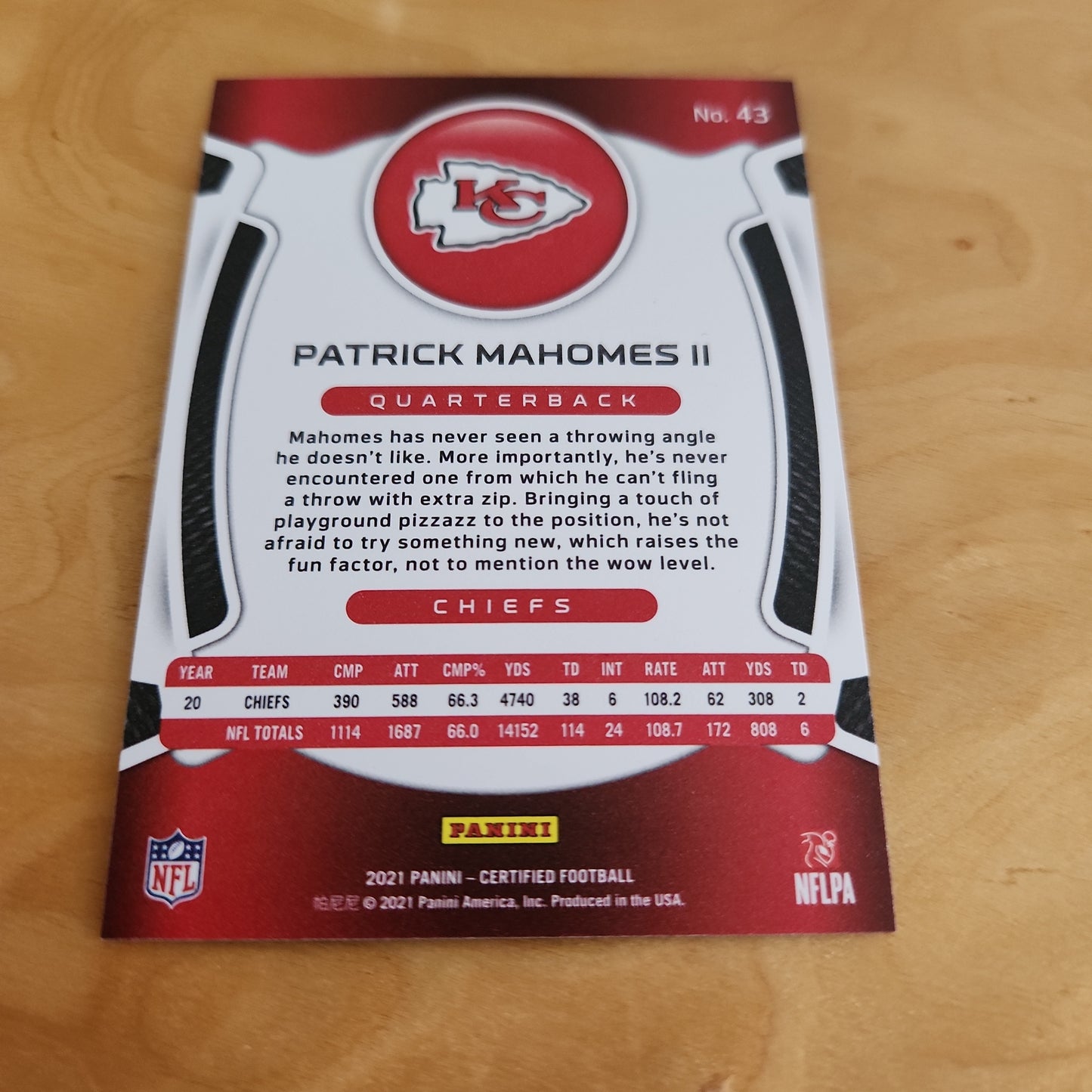 Panini Certified Orange Parallel Patrick Mahomes II 173/249 #43