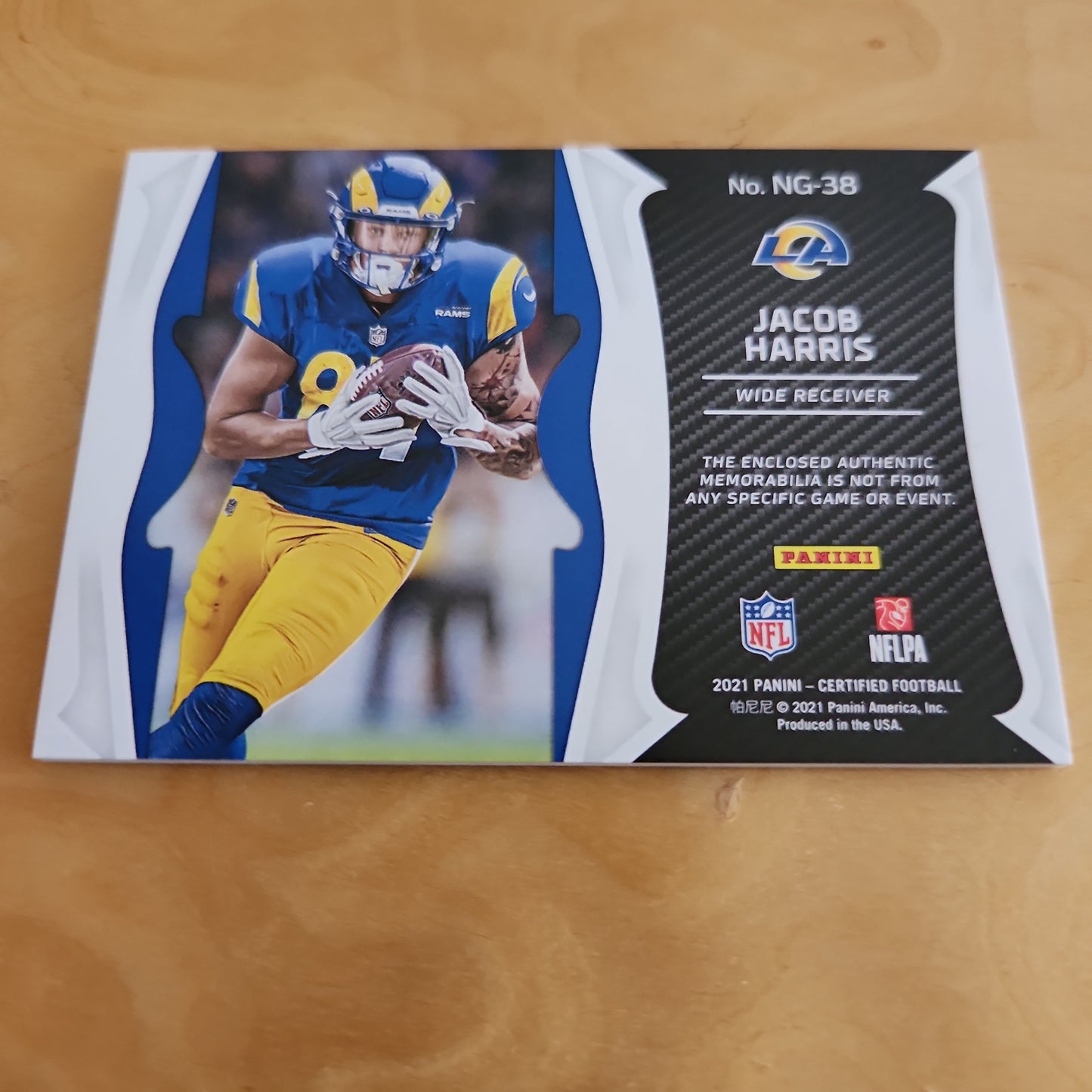 Panini Certified Red Parallel Jacob Harris RC Jersey Patch 120/125 #NG-38