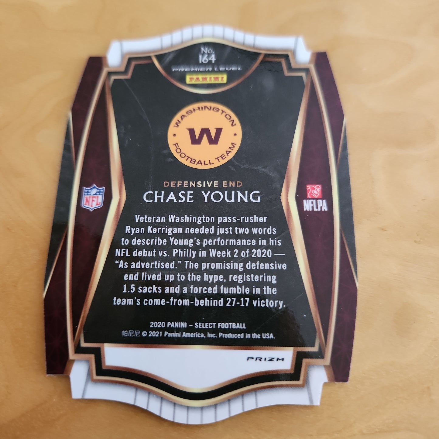 Panini Prizm Select Green Parallel Dye-Cut Chase Young RC #164