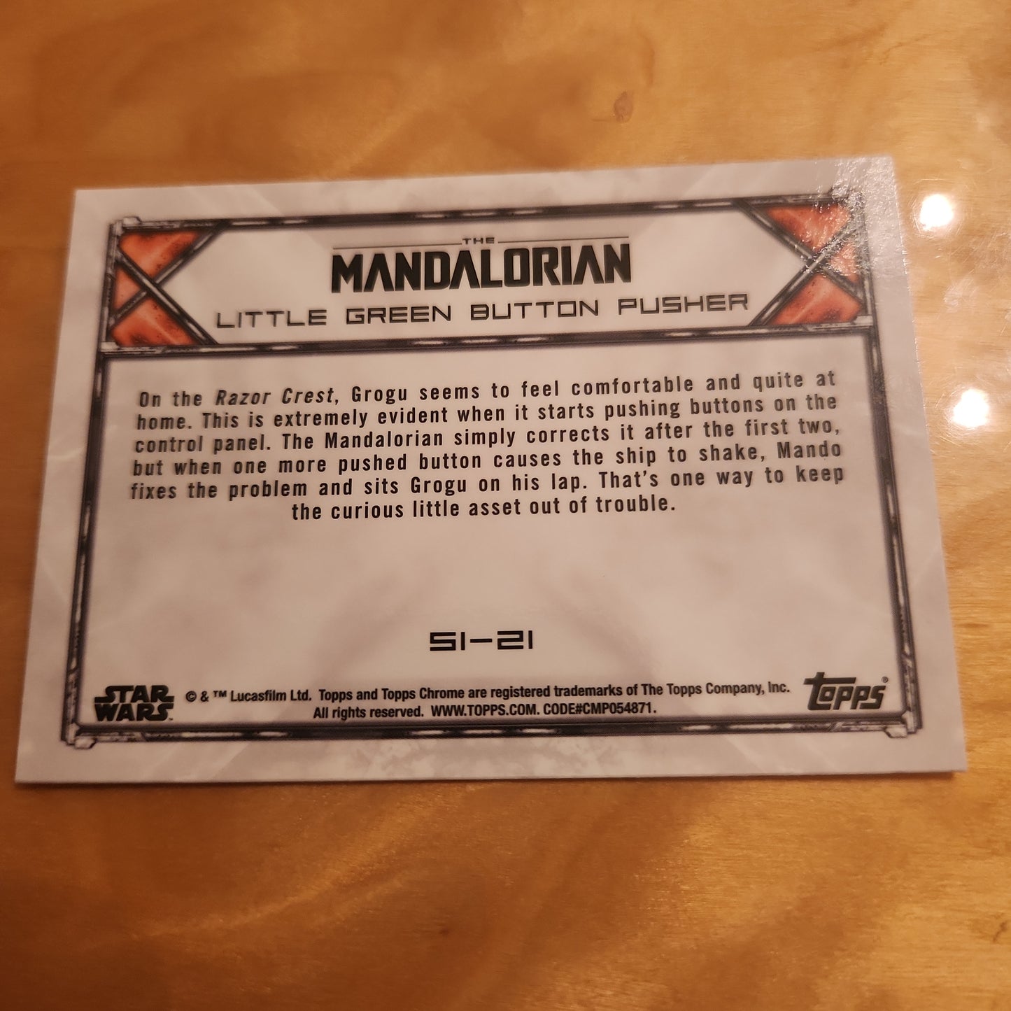 Topps Chrome Star Wars The Mandalorian Little Green Button Pusher #S1-21