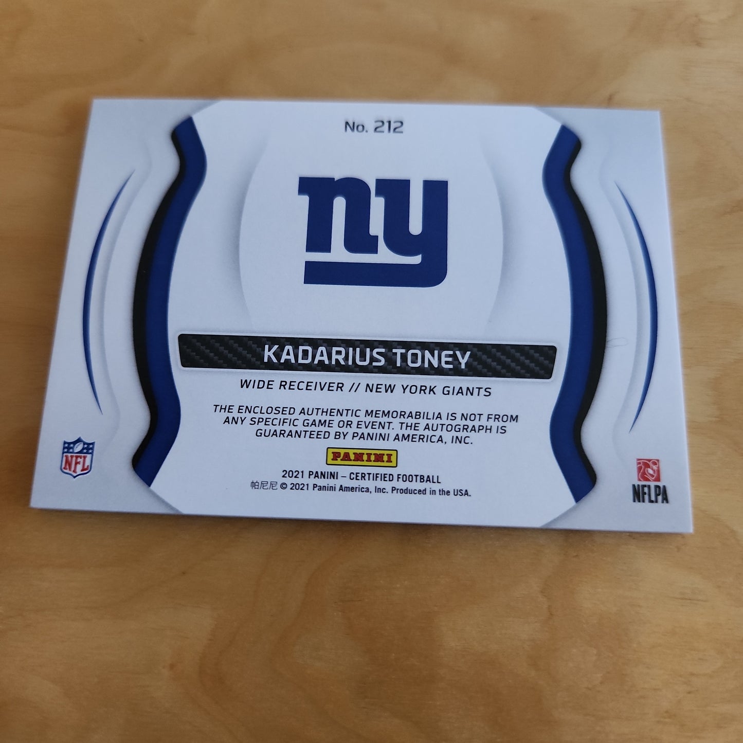Panini Certified Fresh Fabric Pink Parallel Kadaius Toney RC Jersey Patch Auto 096/149 #212