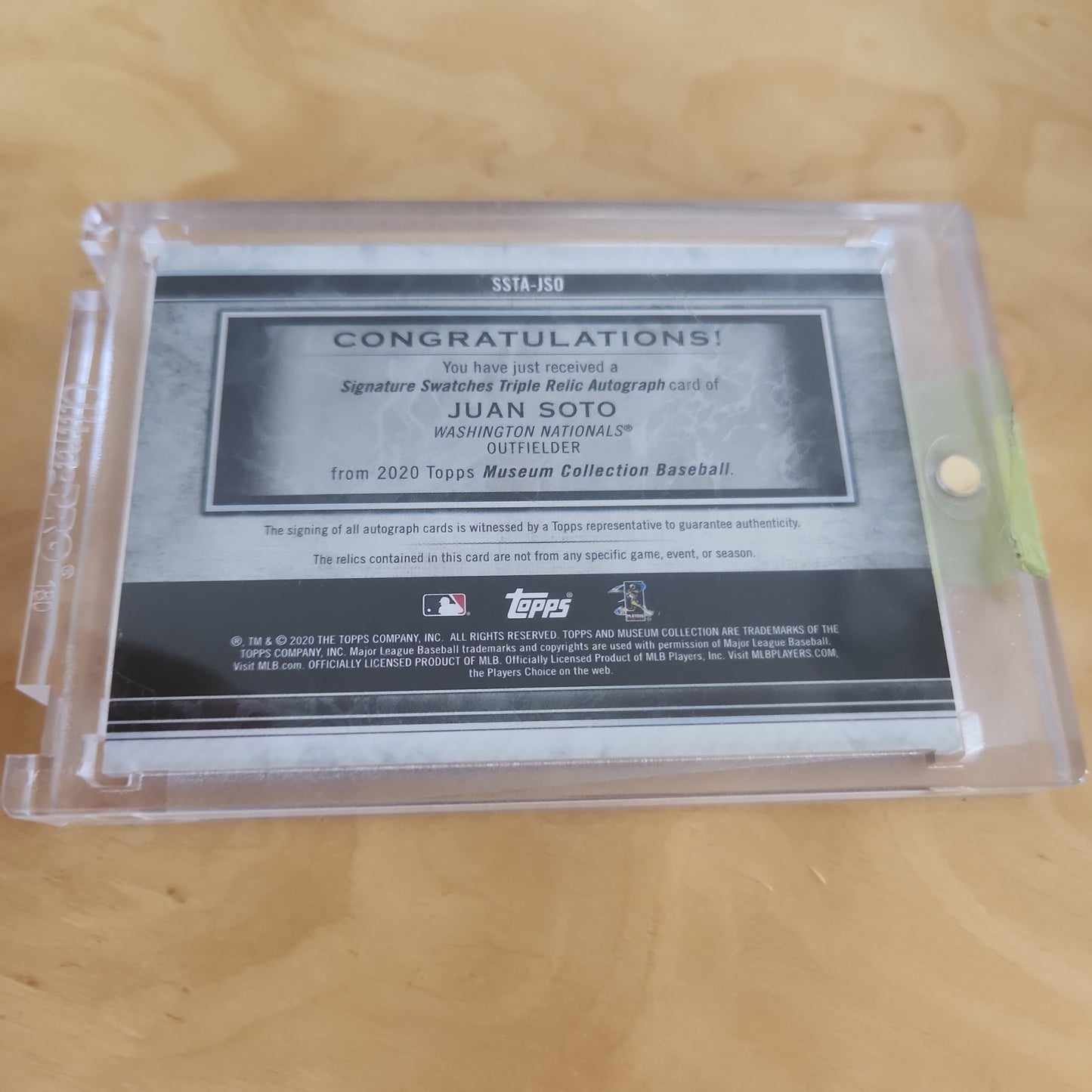 Topps Certified Triple Relic Autograph Juan Soto Jersey Patch Auto 18/25 ##SSTA-JSO