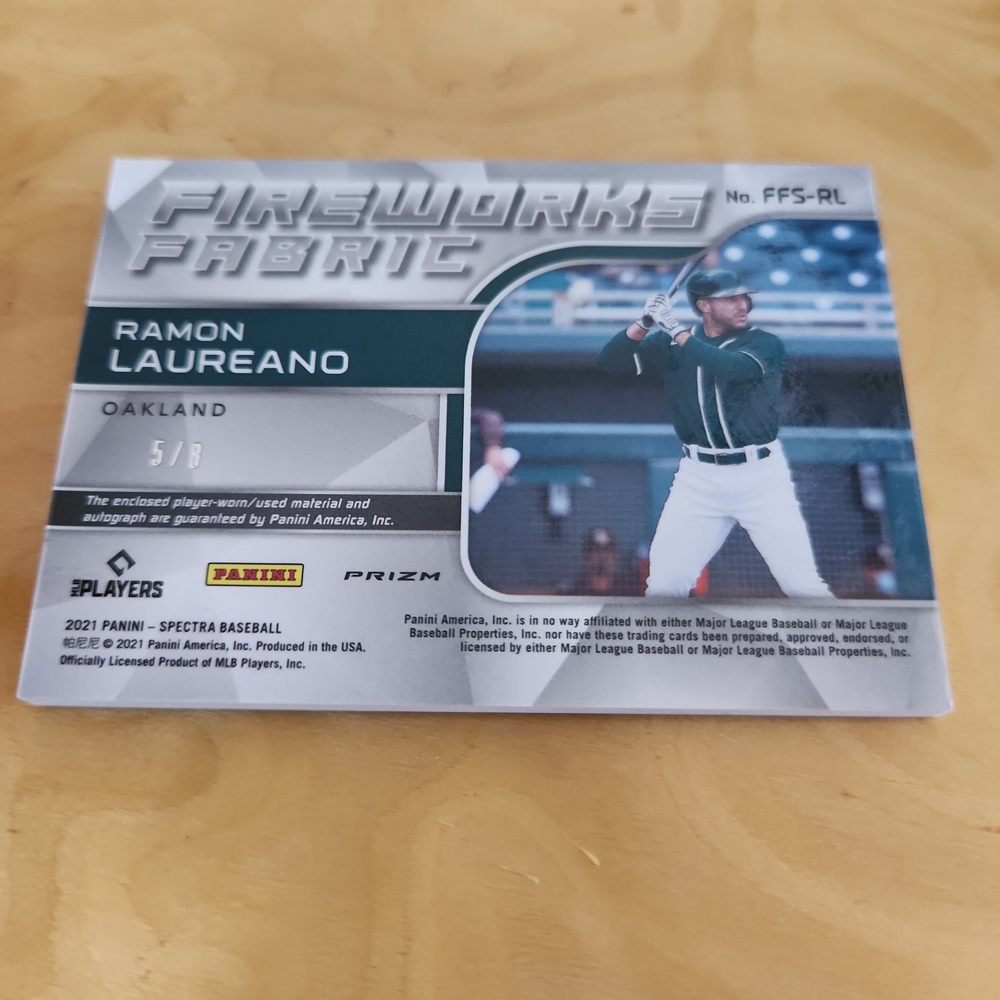 Panini Prizm Spectrr Firework Fabric Ramon Laureano Jersey Patch Auto 5/8 #FFS-RL