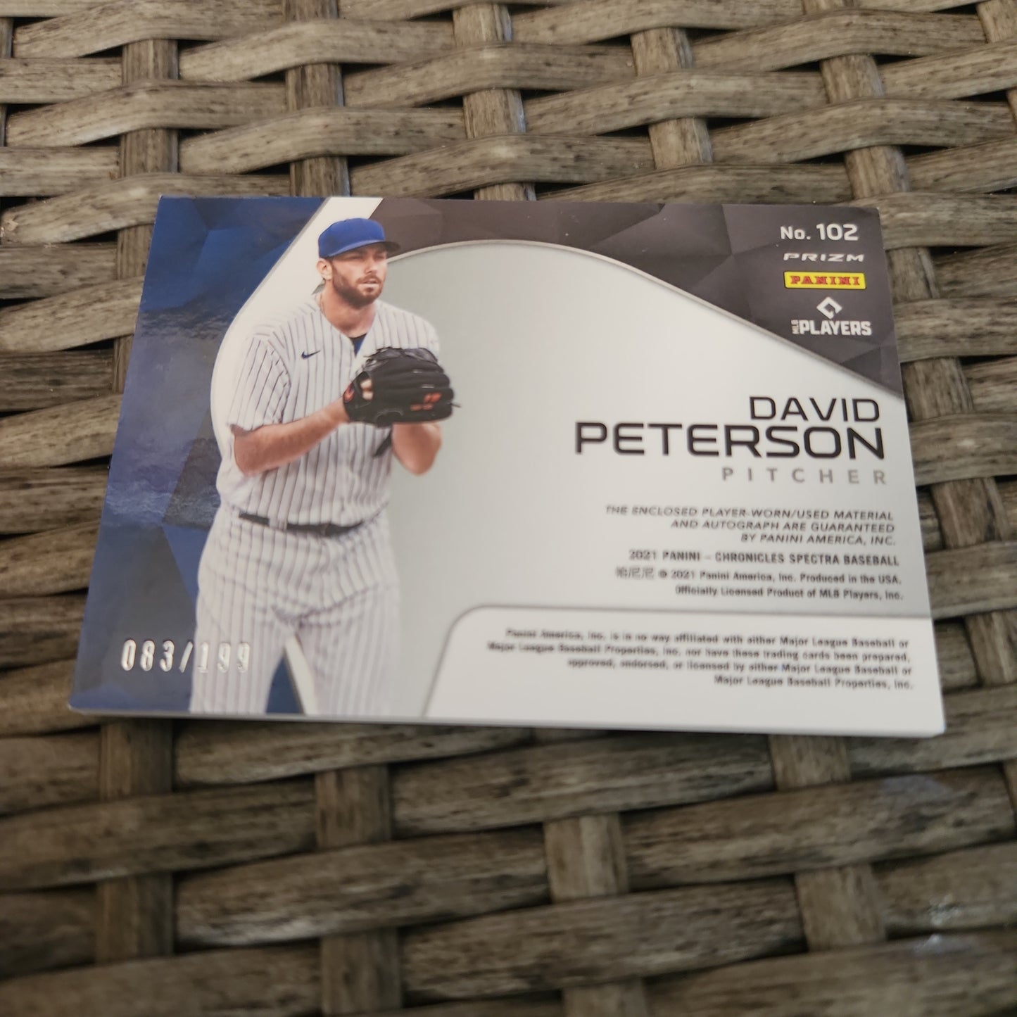 Panini Prizm Spectrr David Peterson RC Jersey Patch Auto 083/199 #102