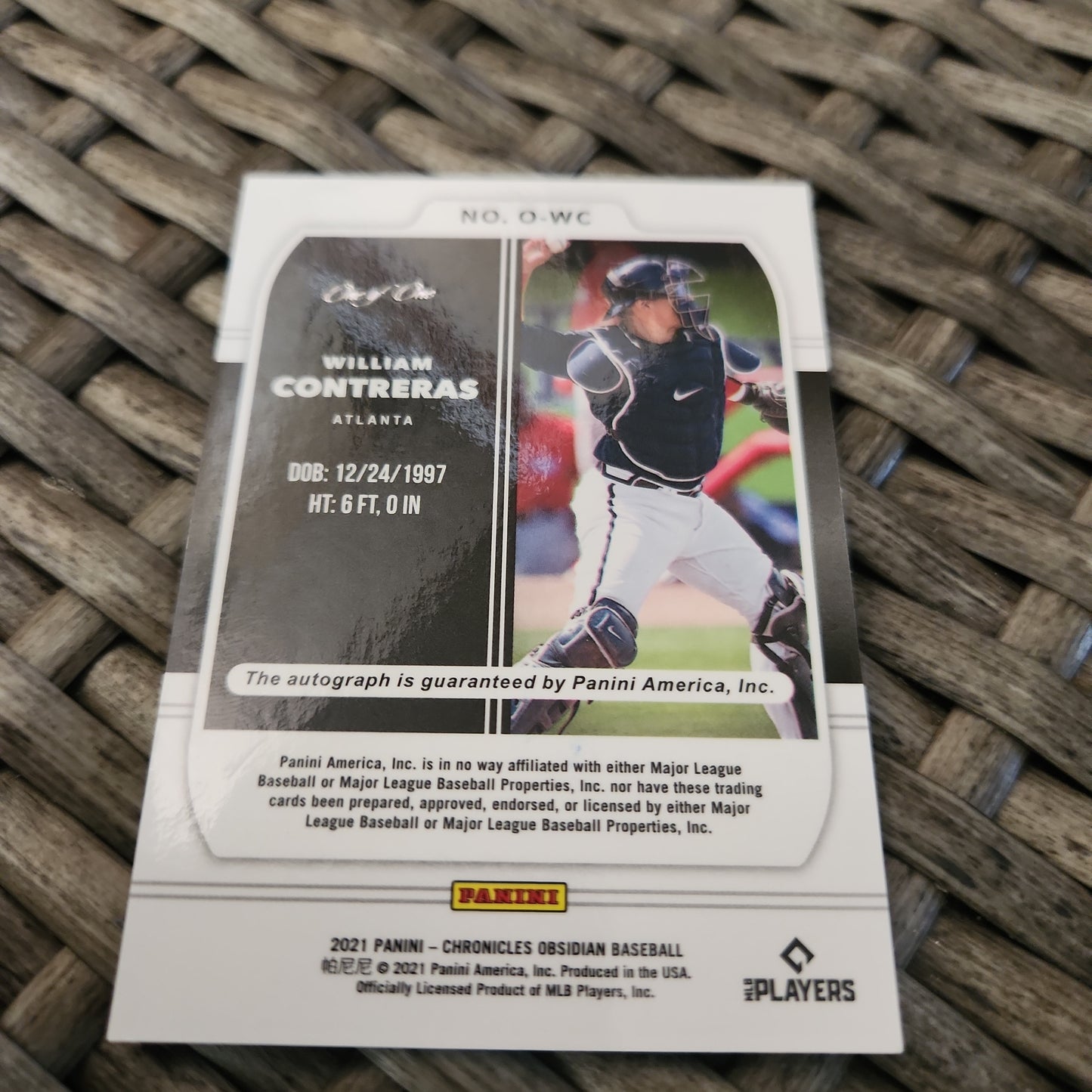 Panini Obsidian Blue Parallel Williams Contreras Auto 1/1 #O-WC
