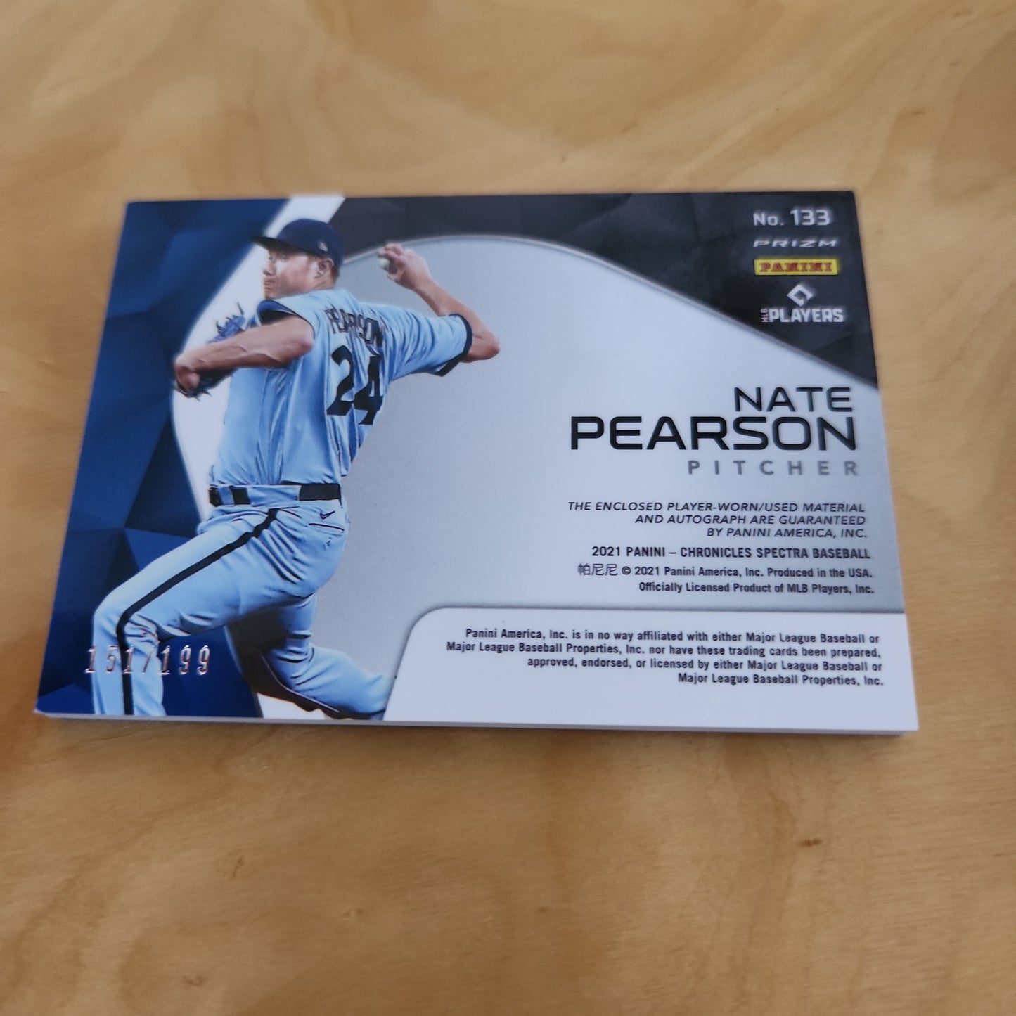 Panini Prizm Spectrr Nate Pearson RC Jersey Patch Auto 151/199 #133