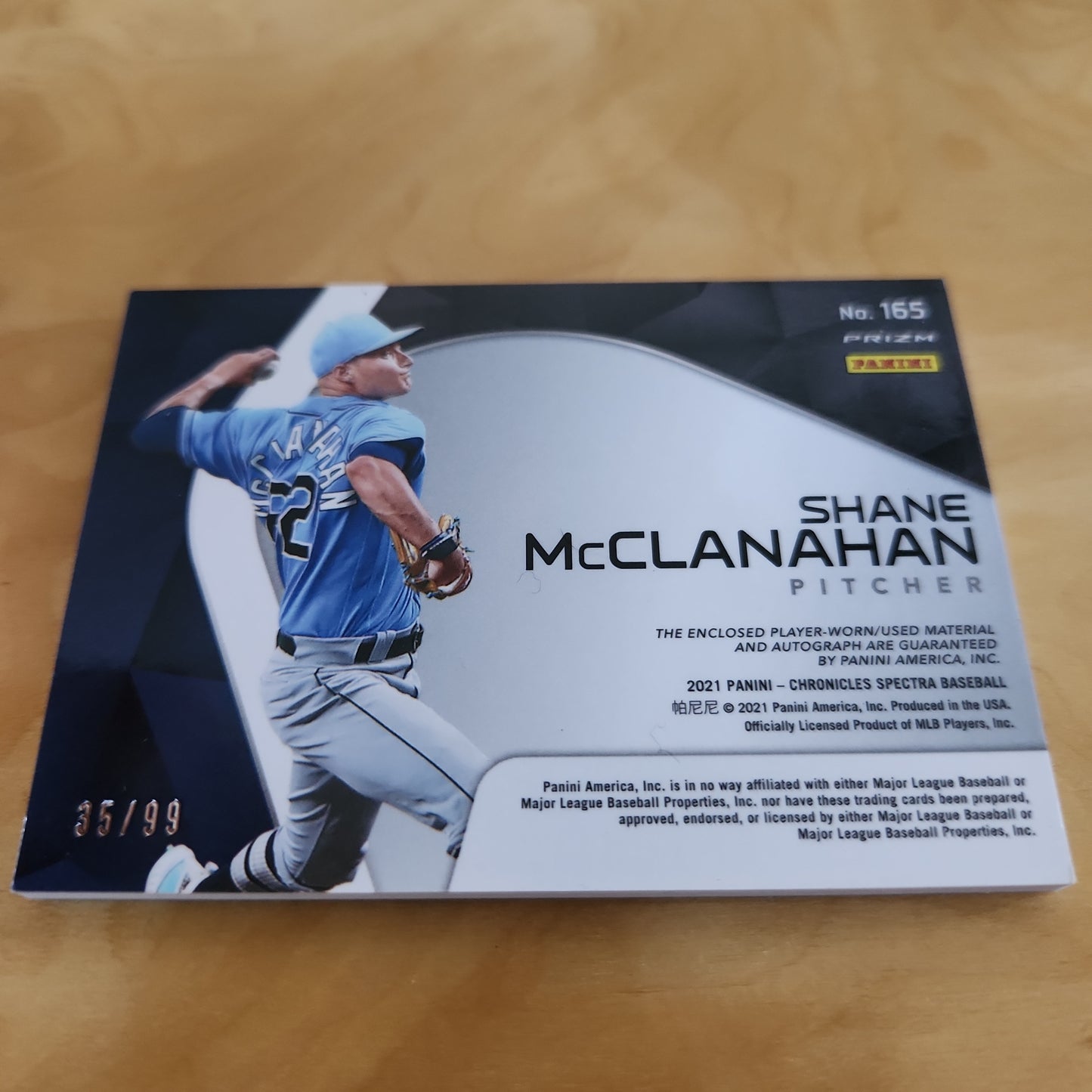 Panini Prizm Spectrr Disco Shane McClanahan RC Jersey Patch Auto 35/99 #165